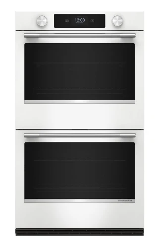 Contemporary 30-inch Smart Electric Double Wall Oven with Assisted Cooking Modes – White Modern