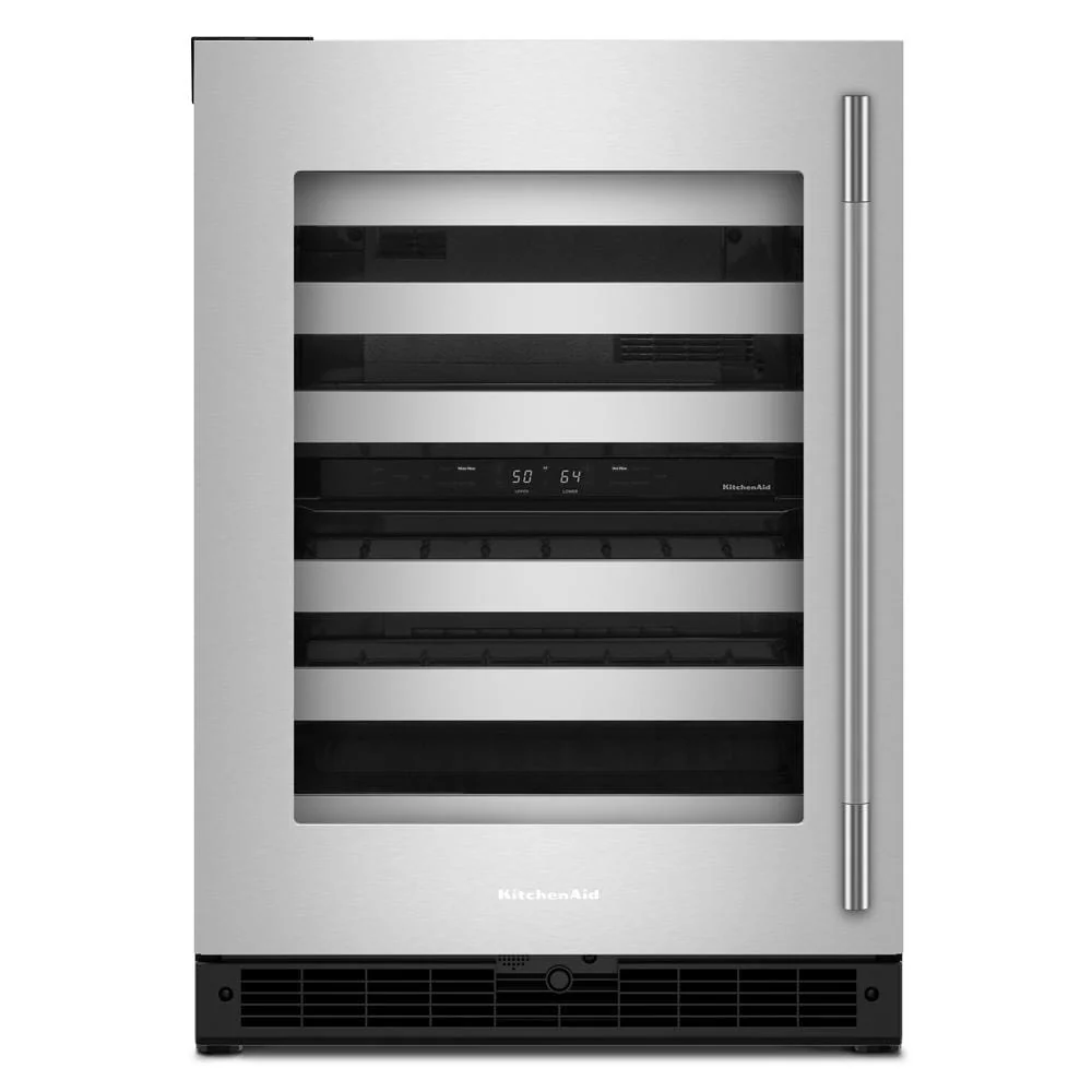 Excellent 24-Inch Undercounter Wine Cellar with 46-Bottle Capacity and Metal-Front Racks in Stainless Steel Premium