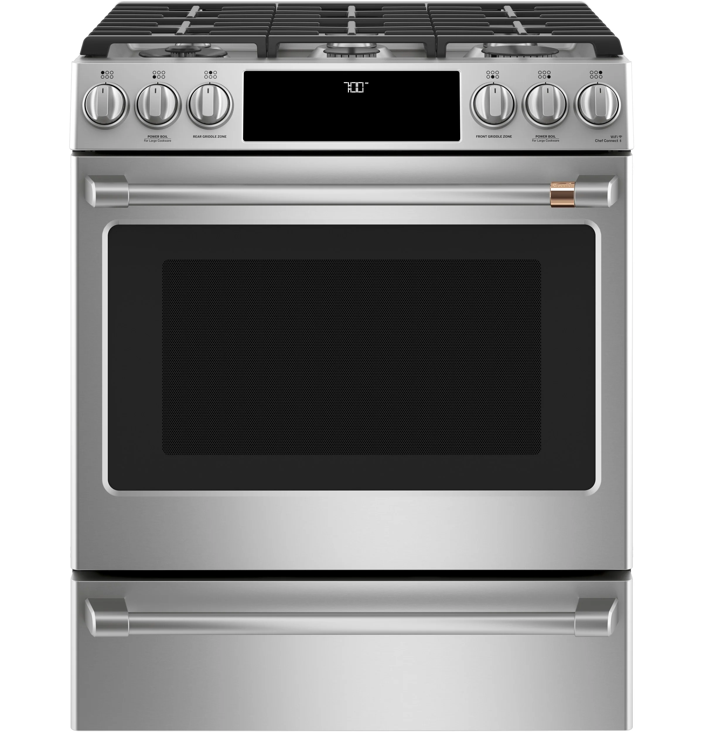 Specialty CAFÉ™ 30 Smart Slide-In Front-Control Gas Range with Convection Oven Detailed