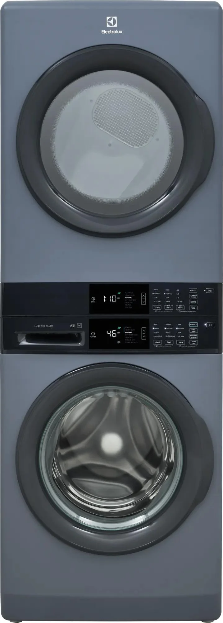 Versatile Laundry Tower Single Unit Front Load 4.4 Cu. Ft. Washer 8 Cu. Ft. Electric Dryer Fine Crafted