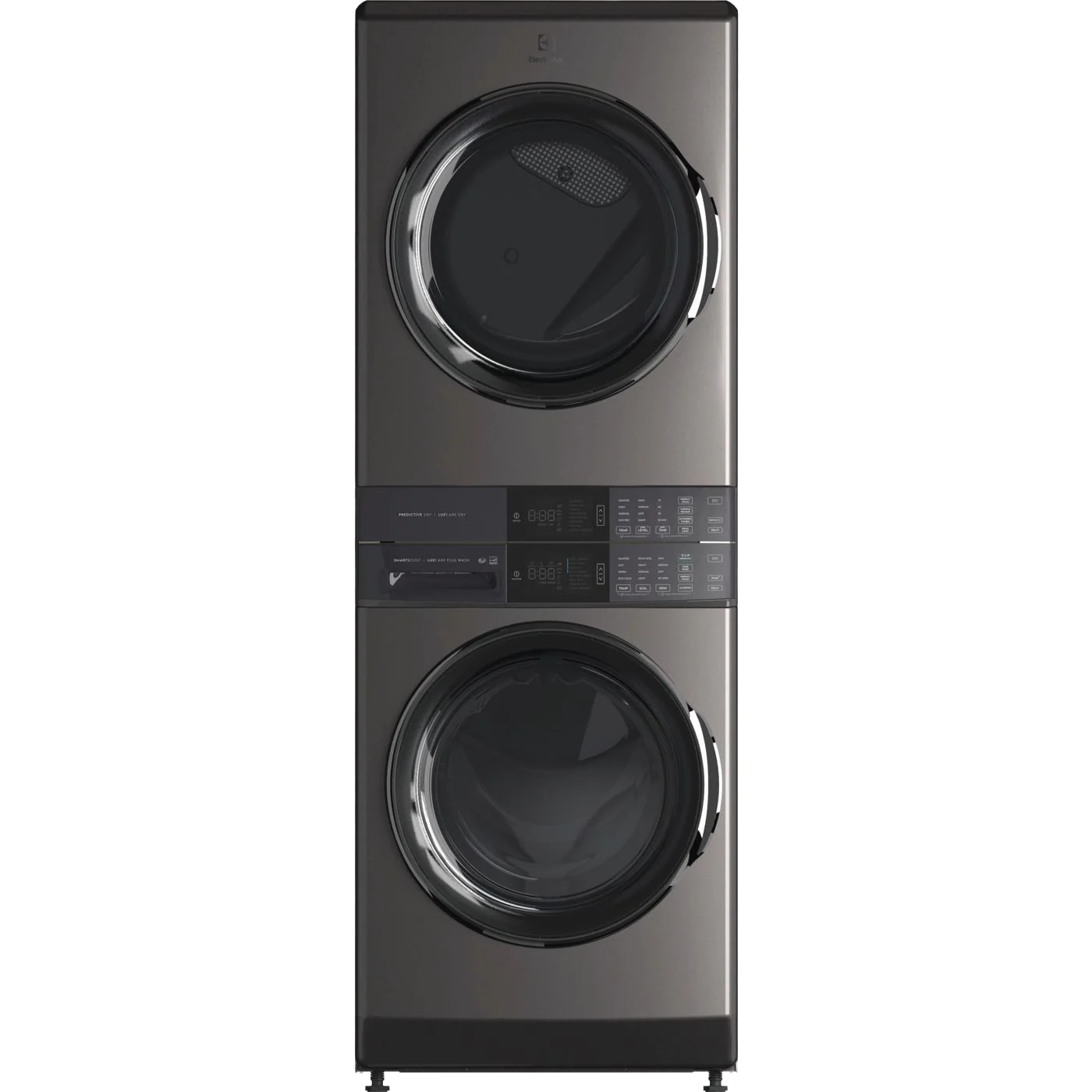 Refined Laundry Tower Single Unit Front Load 4.5 Cu. Ft. Washer 8 Cu. Ft. Electric Dryer User-Friendly