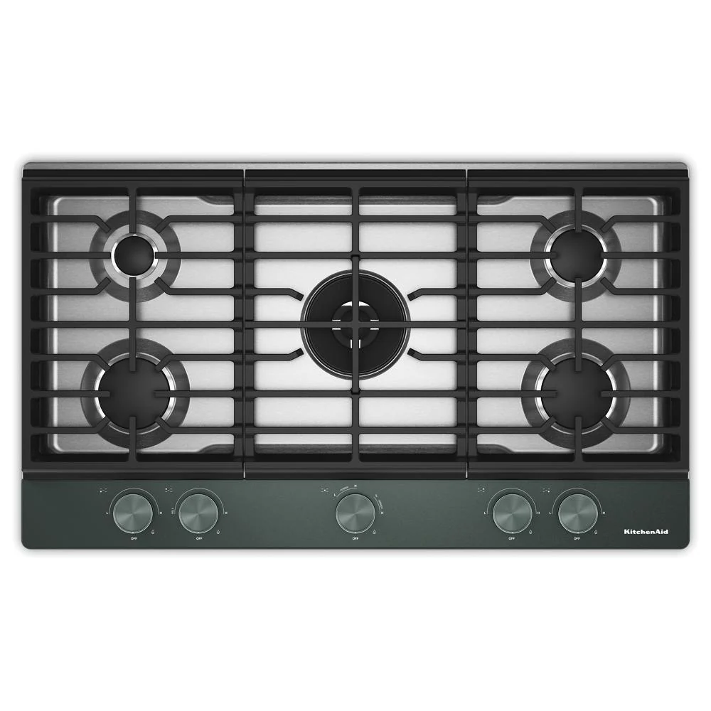 Exceptional KitchenAid® 36 in. Gas Cooktop with 5 Burners and Integrated Wok Grate Fine