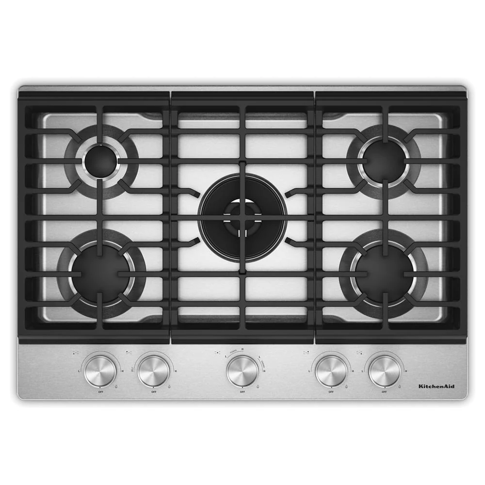 Relaxed KitchenAid® 30 in. Gas Cooktop with 5 Burners and Integrated Wok Grate Versatile