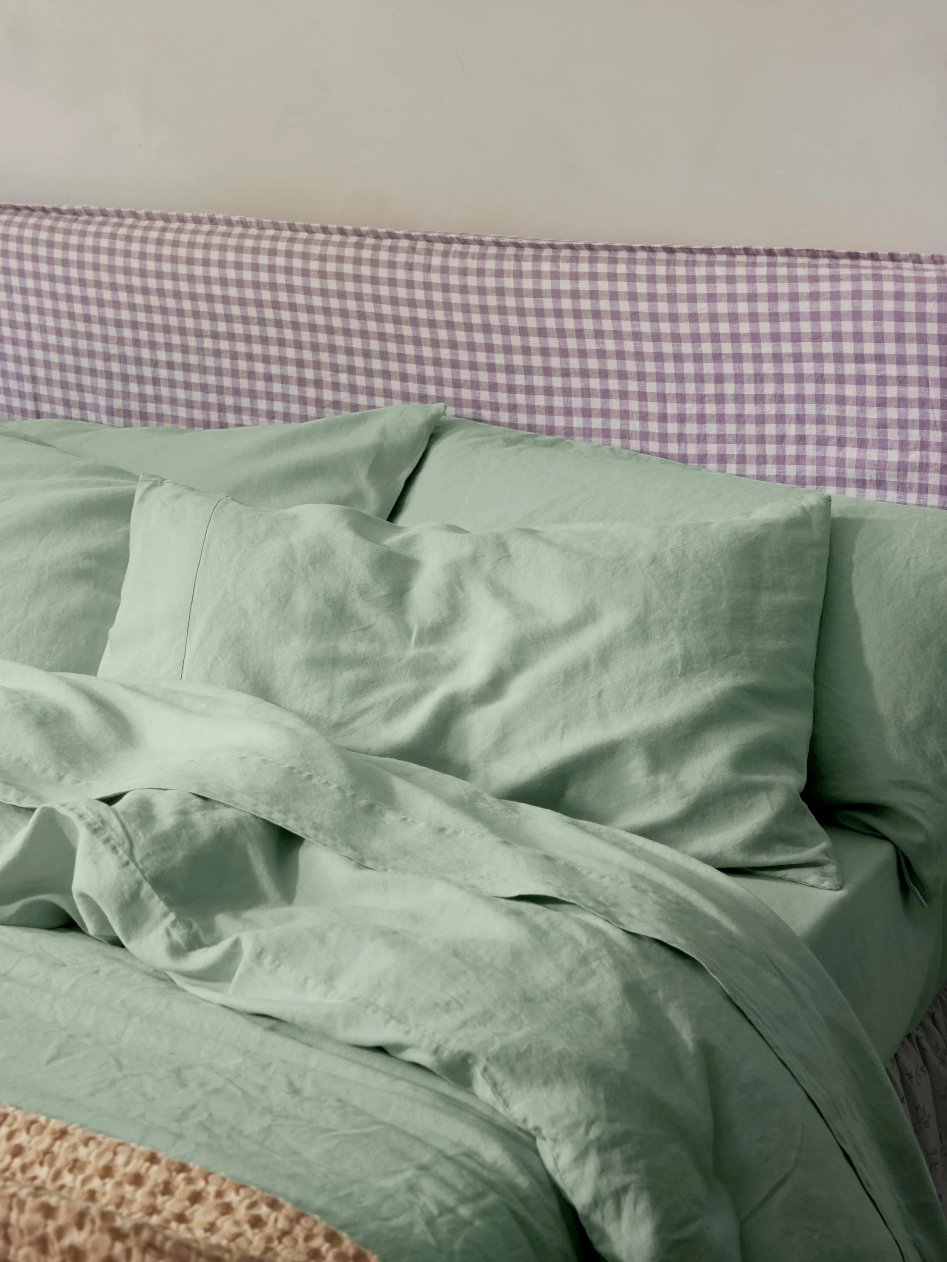 Clean Sage Green Linen Pillowcases Pair Breathable