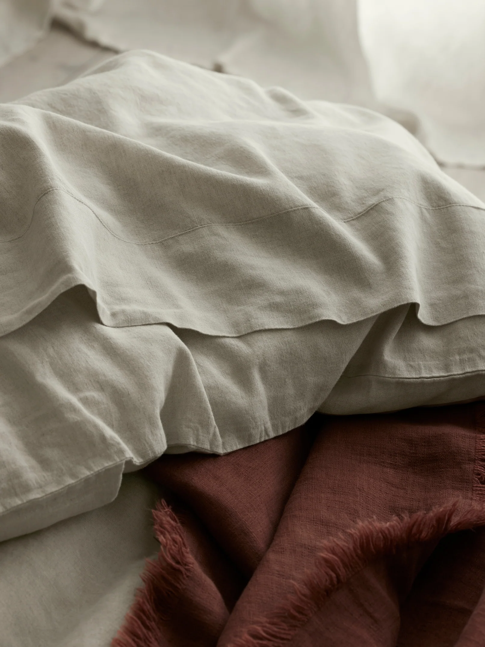 Reliable Oatmeal Linen Flat Sheet Traditional