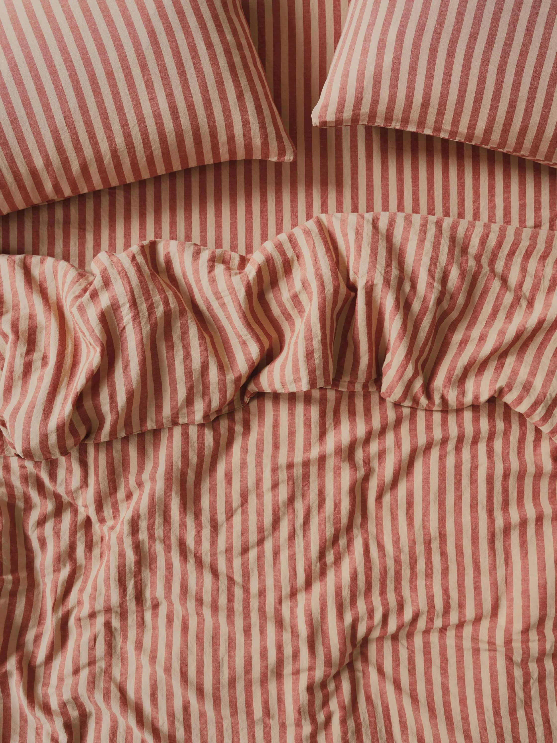 Flexible Sandstone Red Pembroke Stripe Linen Duvet Cover Original Design