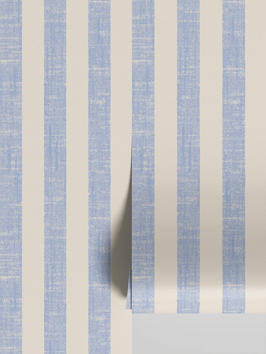 Outstanding Meadow Blue Pembroke Stripe Wallpaper Reliable