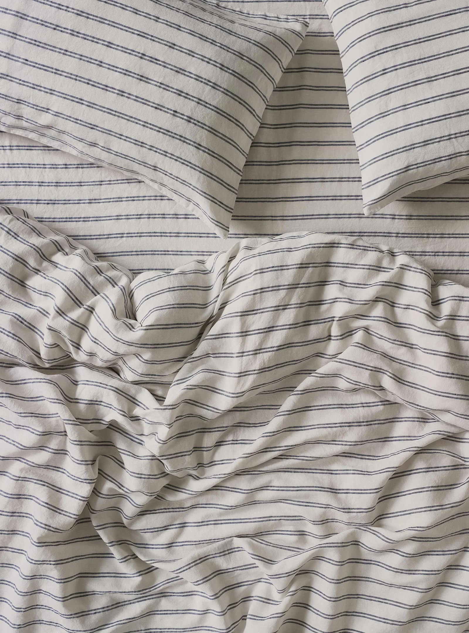 Secure Ivory Kemptown Stripe Linen Blend Duvet Cover Quality