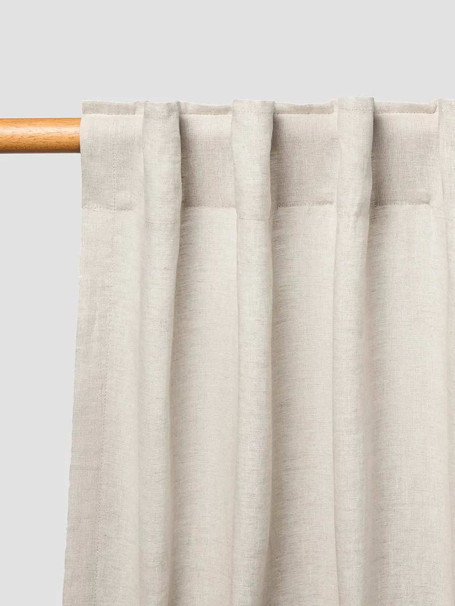 Certified Oatmeal Linen Blend Curtain Pair Smooth