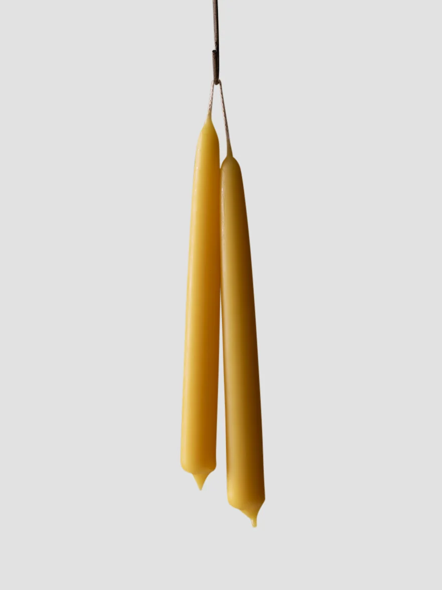 Classic Goldenrod Beeswax Dining Candles Set of 2 Fine Crafted