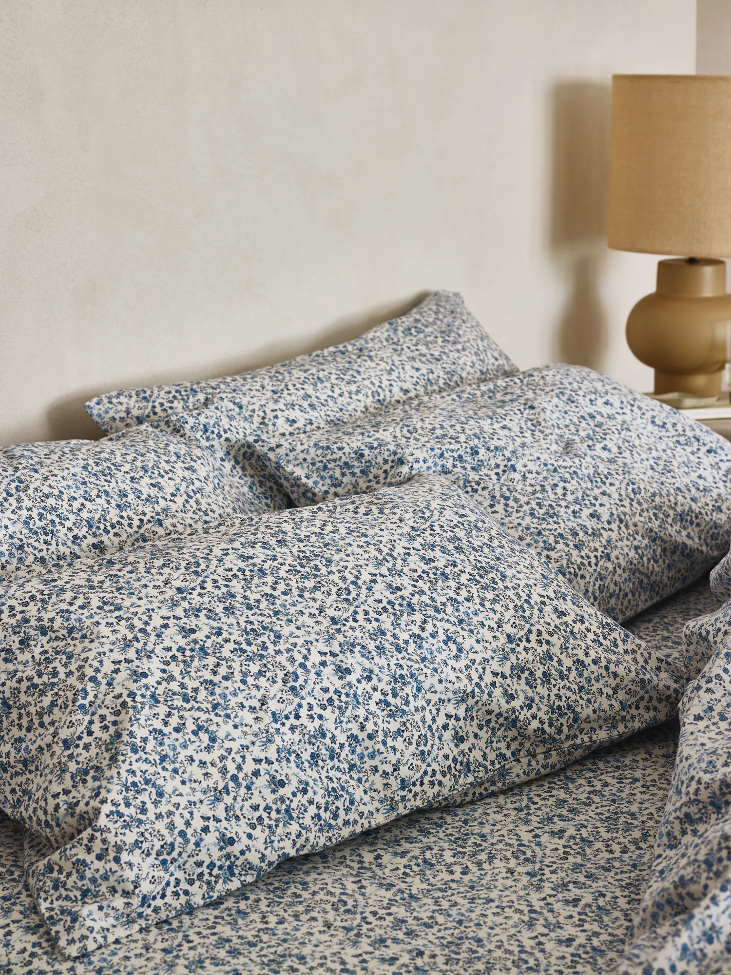Fashionable Blue Mini Meadow Cotton Pillowcases Pair Genuine