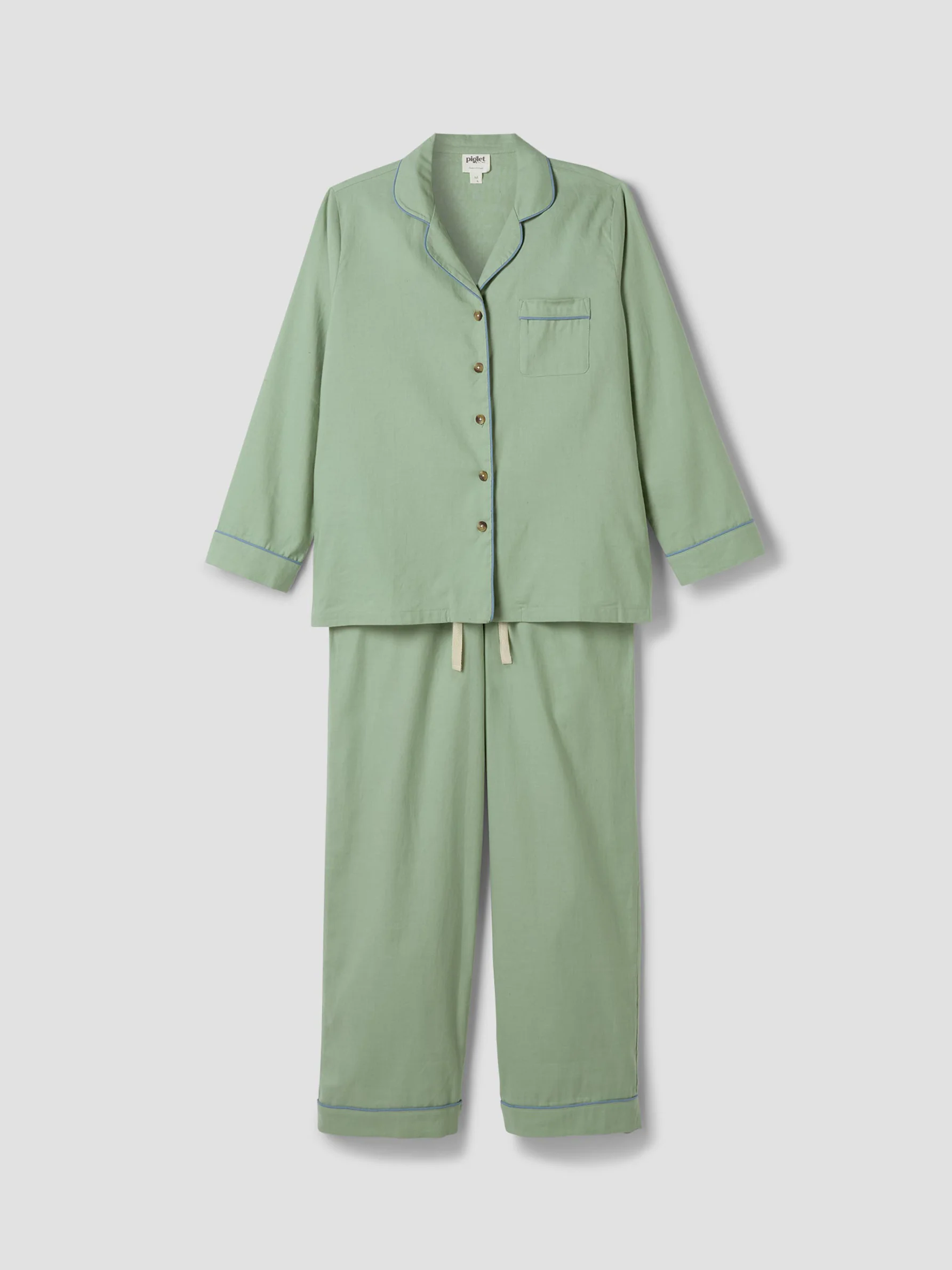 Powerful Sage Green Linen Blend Pyjama Trouser Set Expertly Made