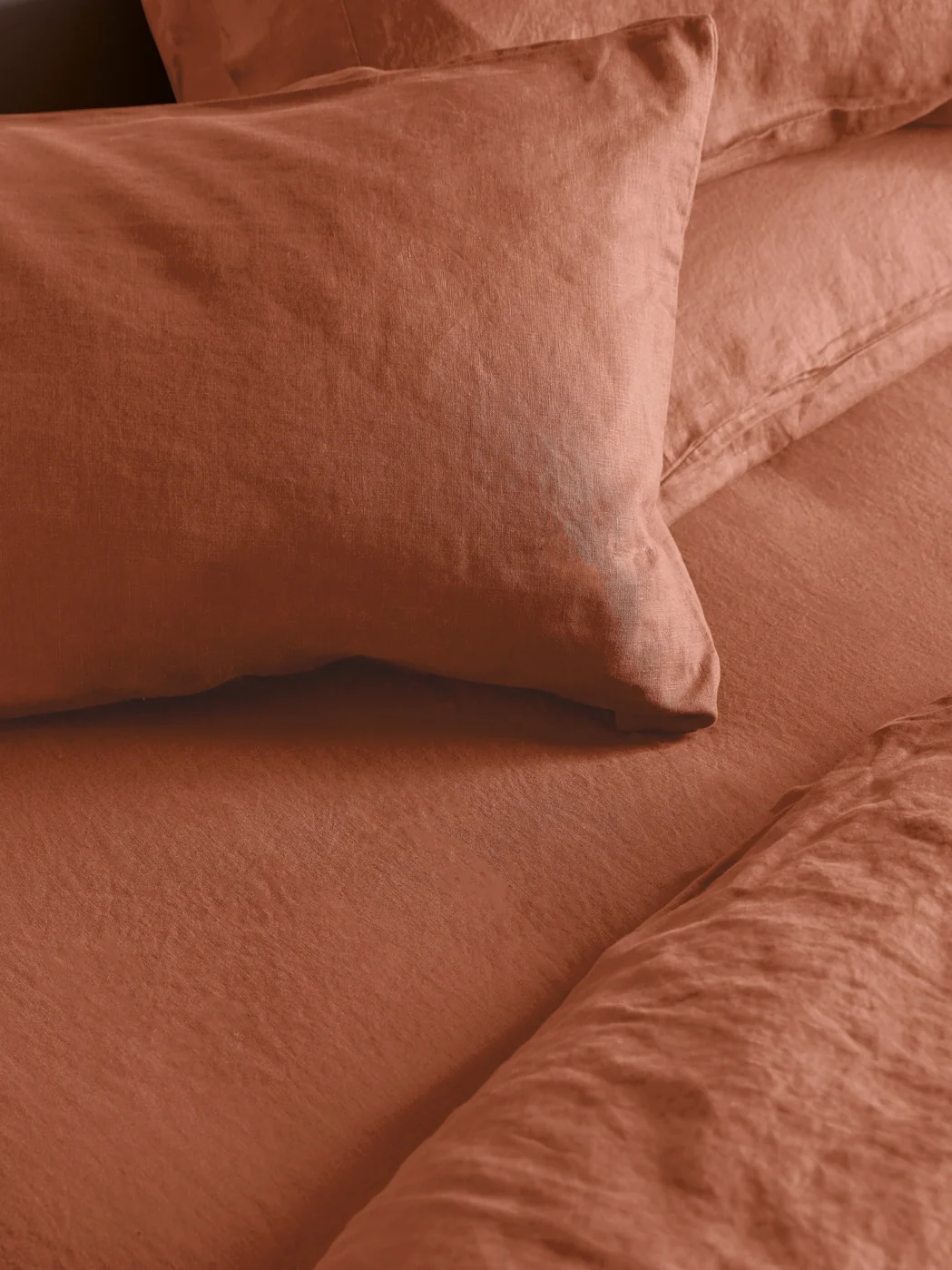 Practical Burnt Orange Linen Blend Fitted Sheet Smart
