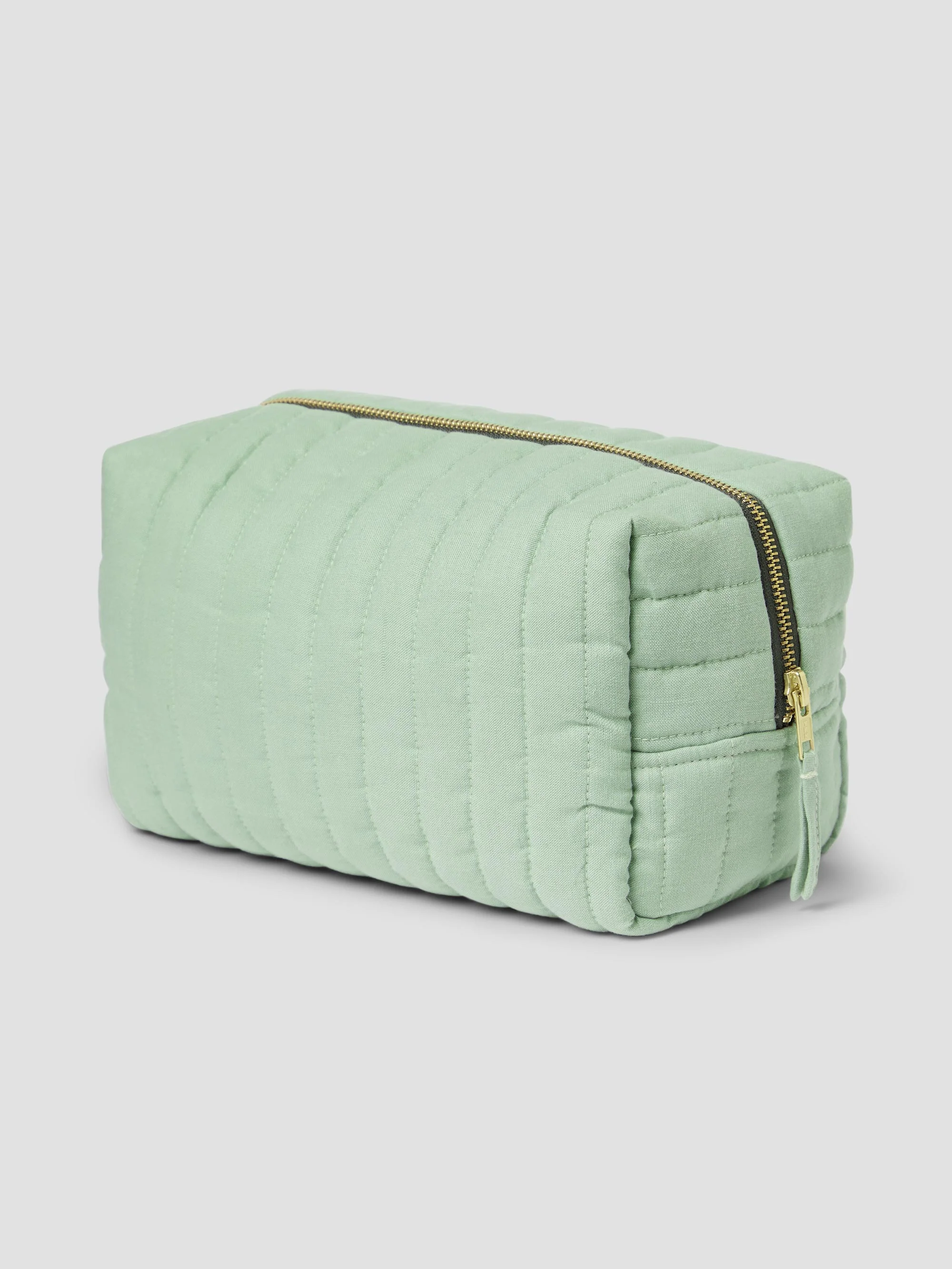 Prestigious Sage Green Linen Wash Bag Luxury