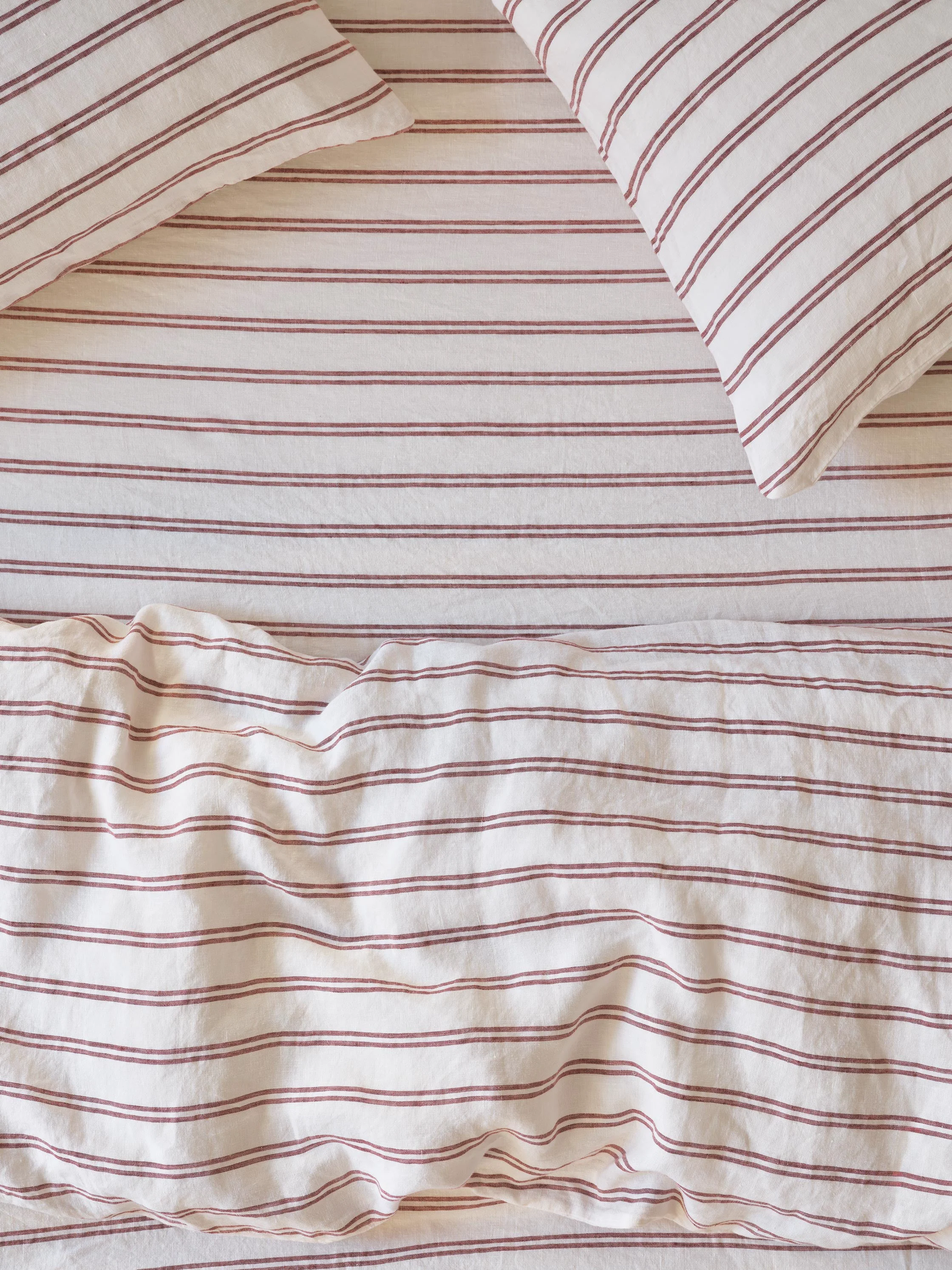 Comfortable Rhubarb Kemptown Stripe Linen Blend Fitted Sheet Trusted