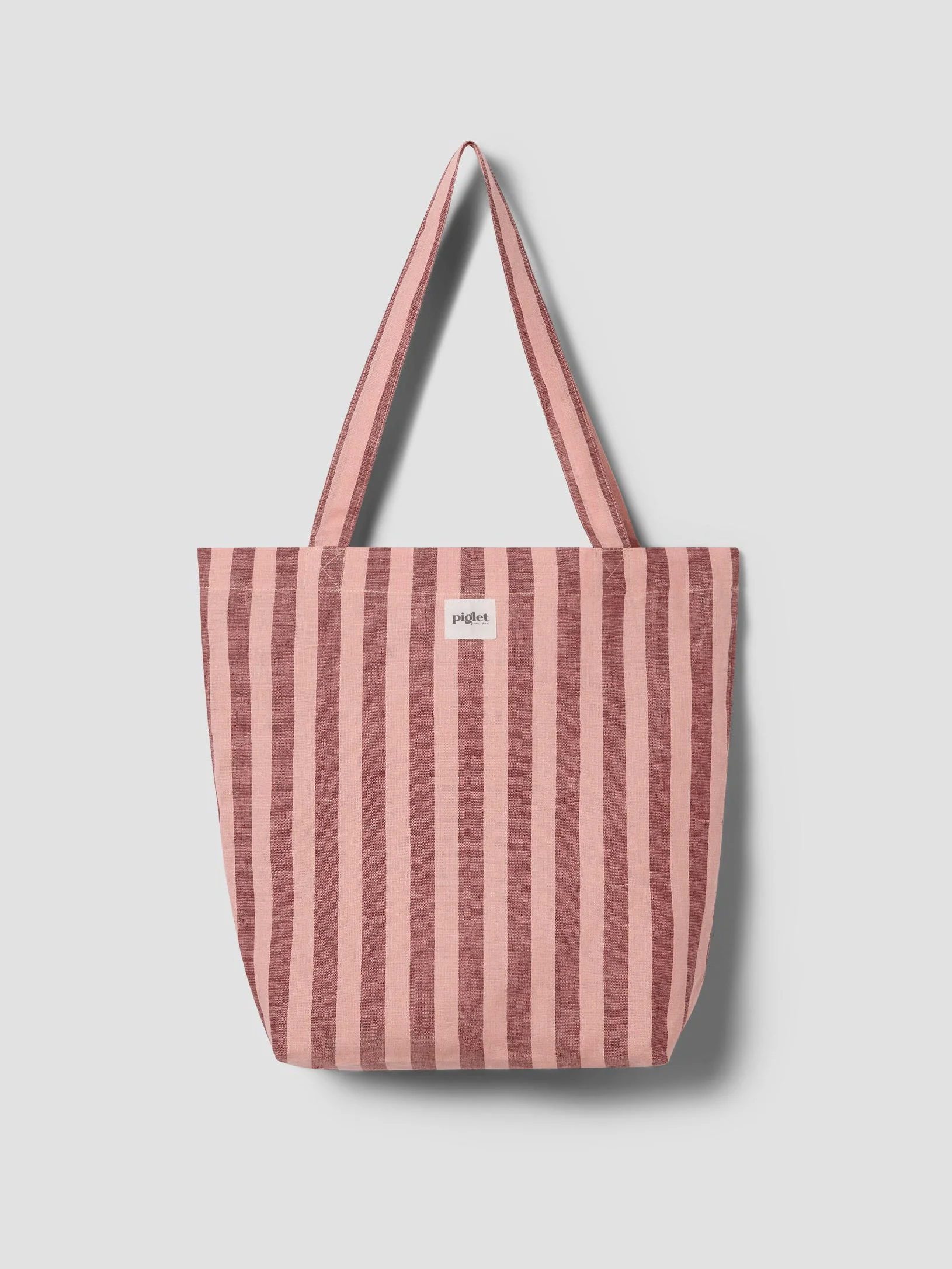 Consistent Rhubarb Rose Pembroke Stripe Linen Blend Tote Bag High-Grade