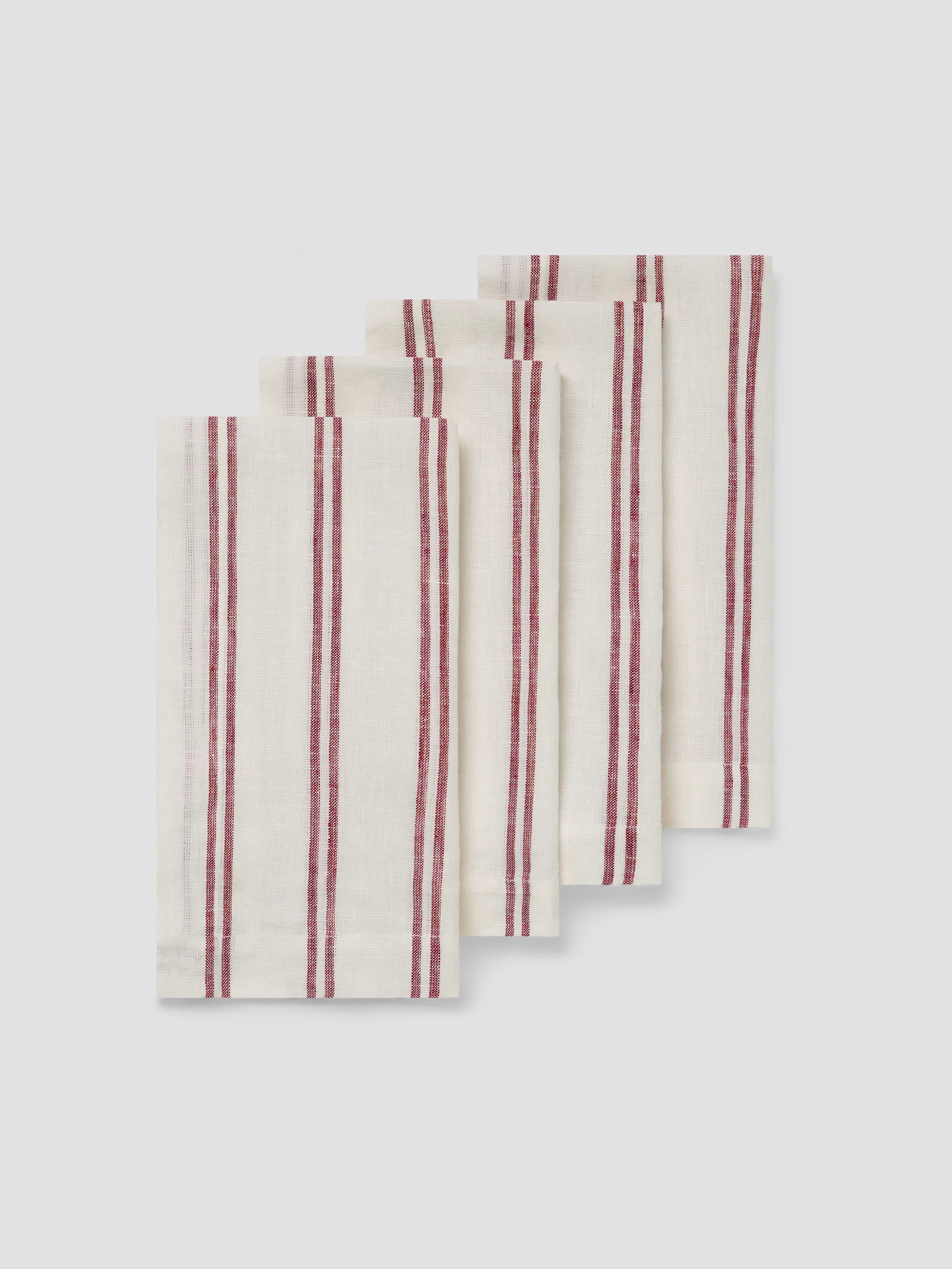 World-Class Rhubarb Kemptown Stripe Linen Blend Napkins Set of 4 Organic