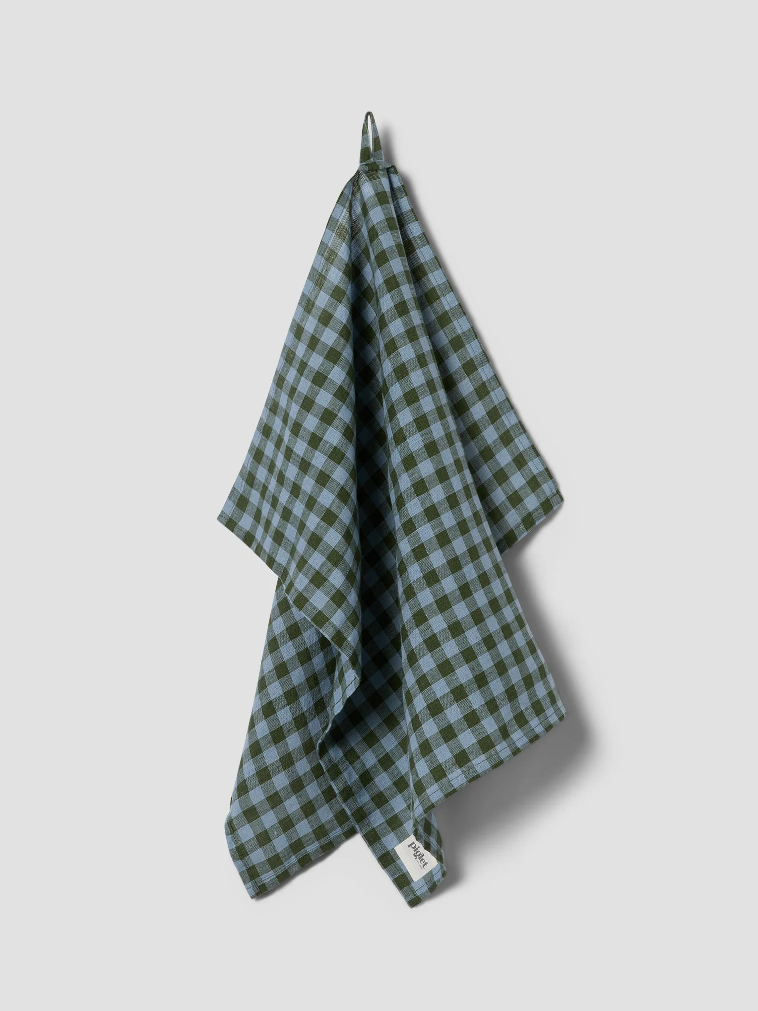 Easy-to-Use Fern Green Dusk Blue Colour Drenched Gingham Linen Blend Tea Towel Fast