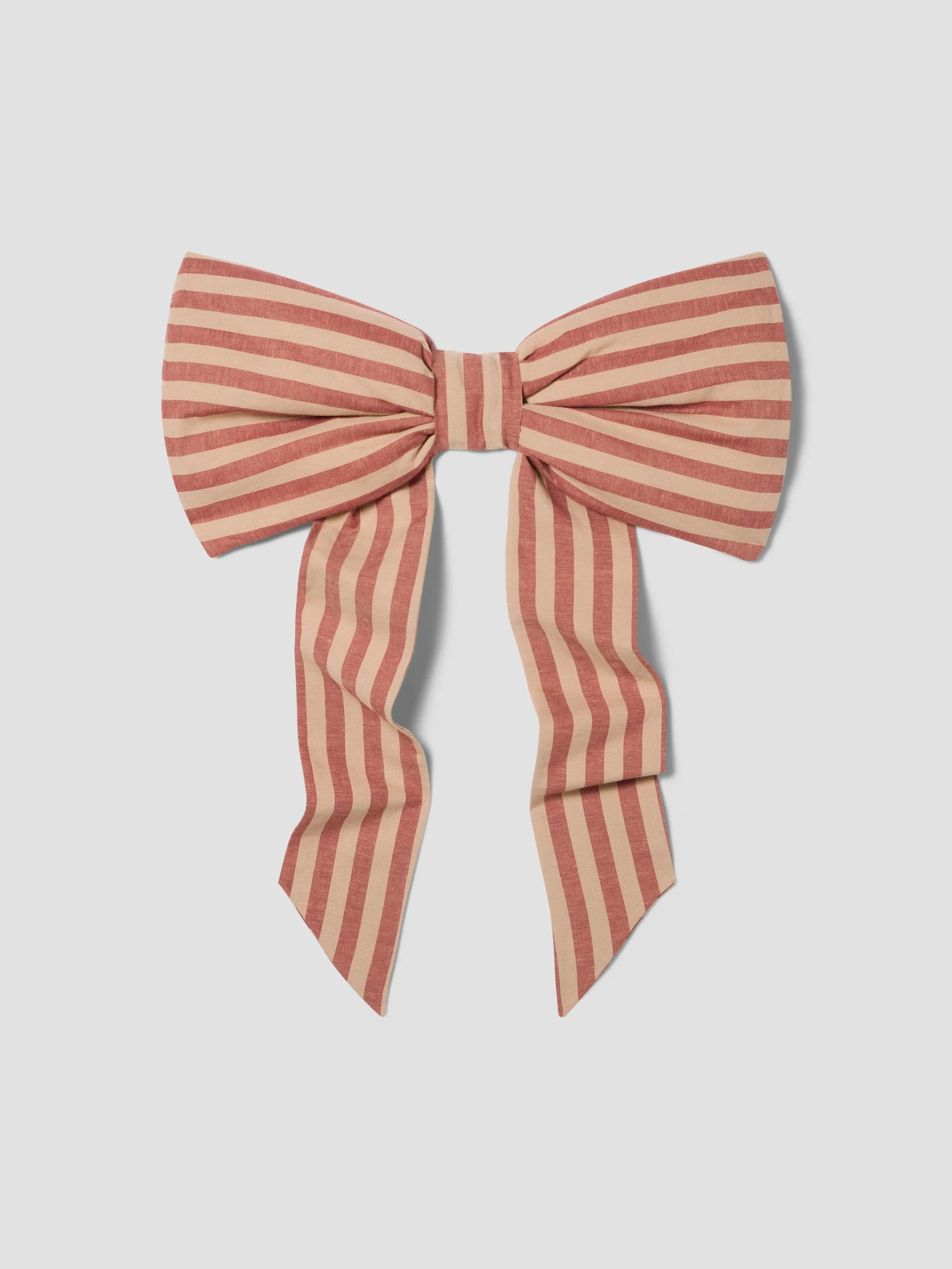 Breathable Sandstone Red Pembroke Stripe Linen Blend Bow Authentic