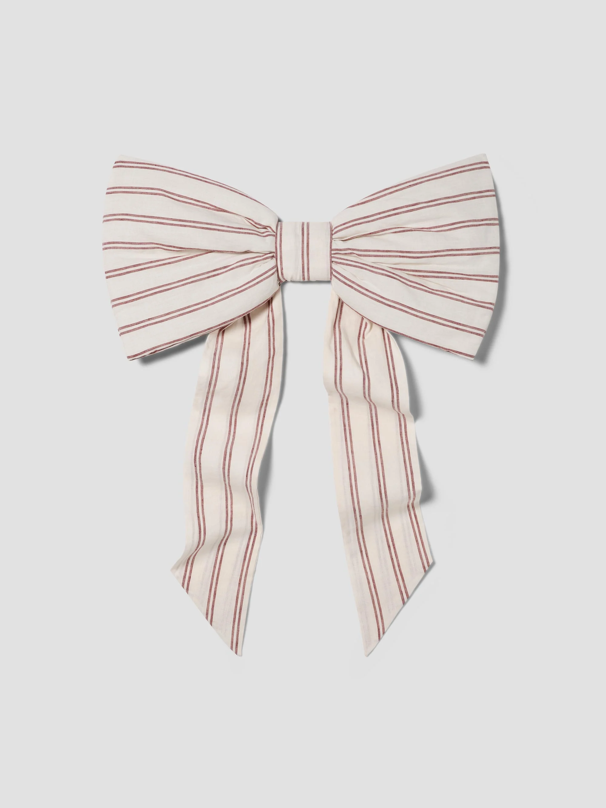 Fashionable Rhubarb Kemptown Stripe Linen Blend Bow Unique