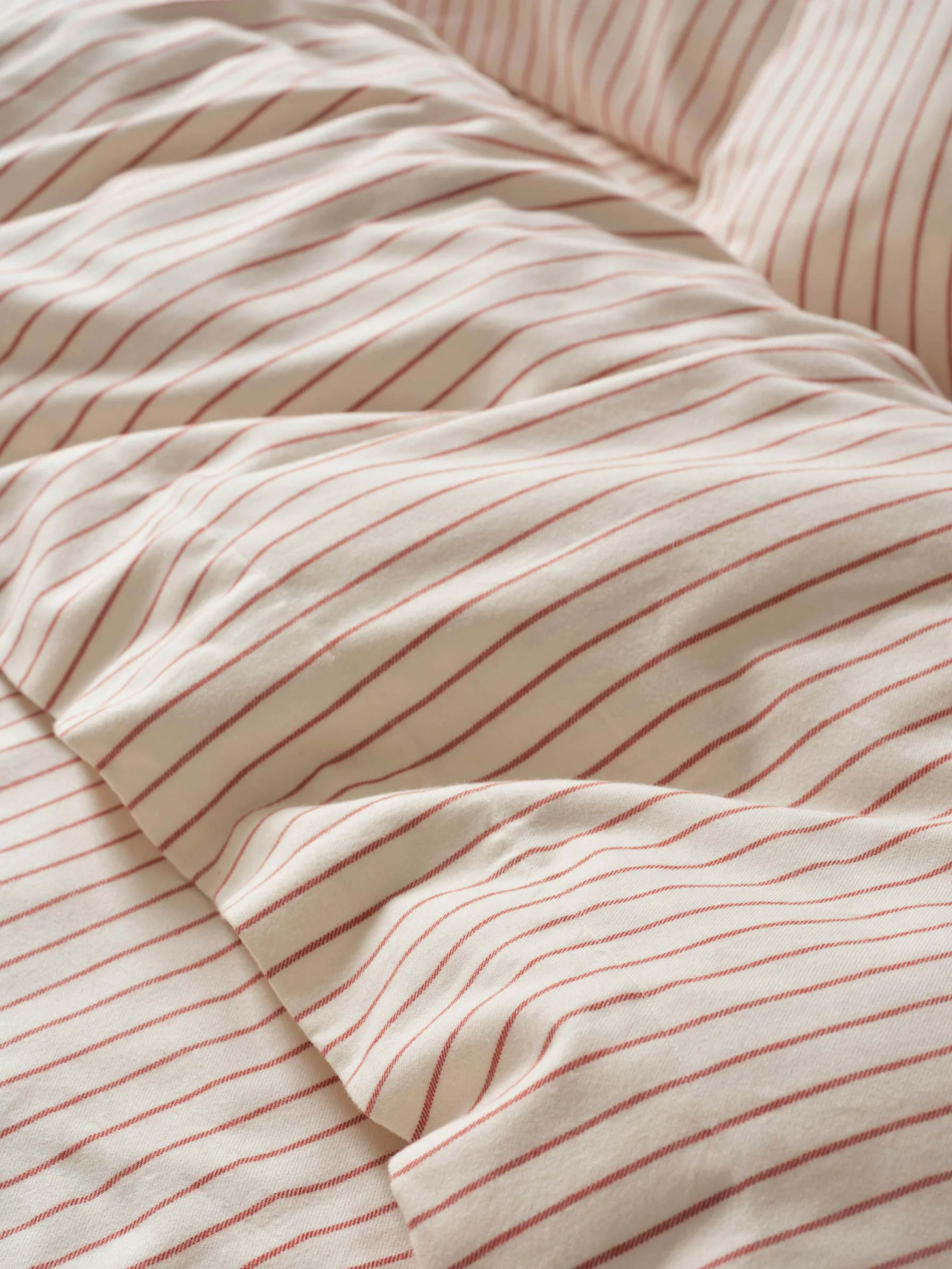 Eco-Friendly Red Clayton Stripe Brushed Cotton Flat Sheet Casual