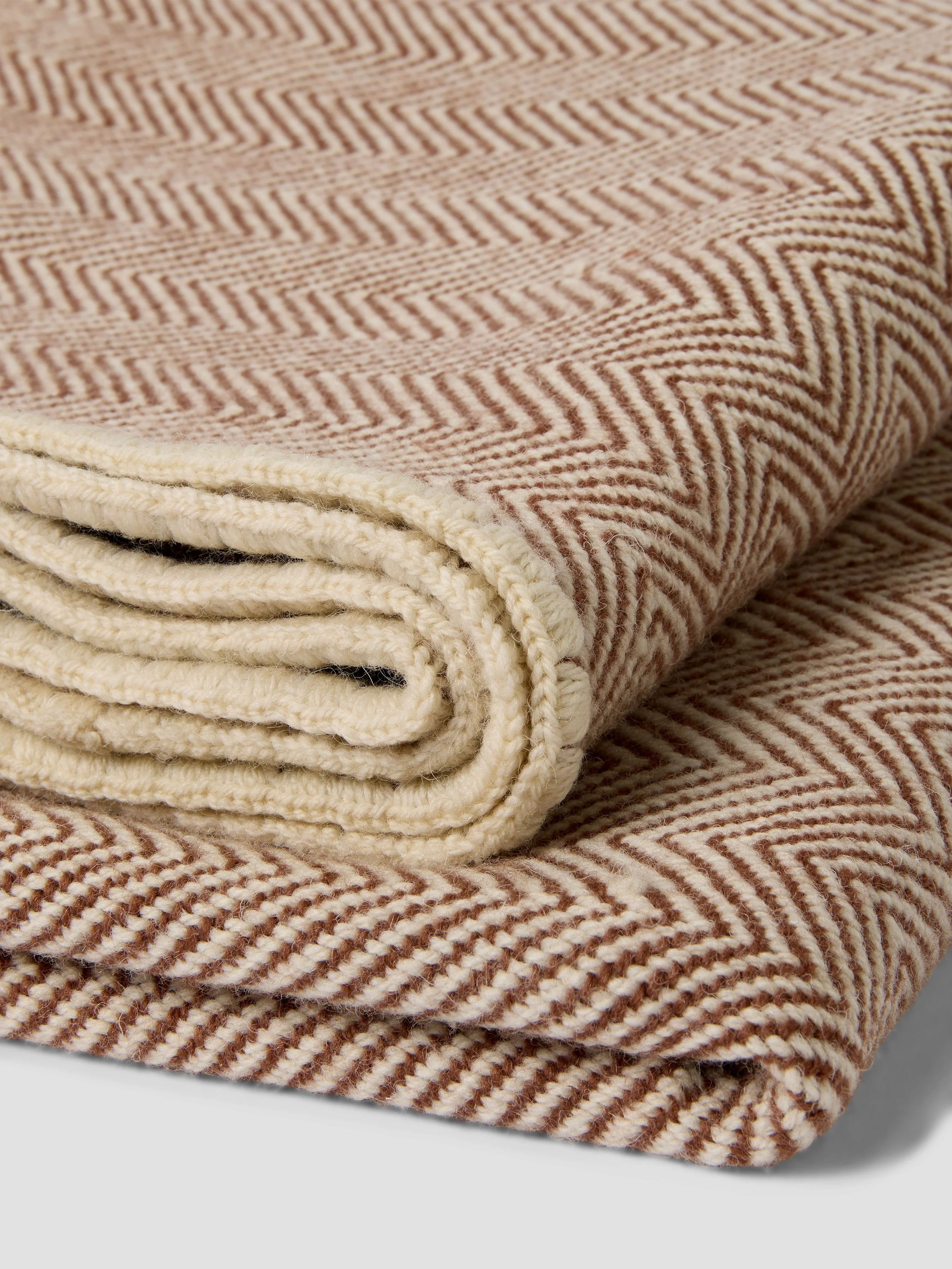 Prestigious Mocha Herringbone Wool Blanket Exclusive