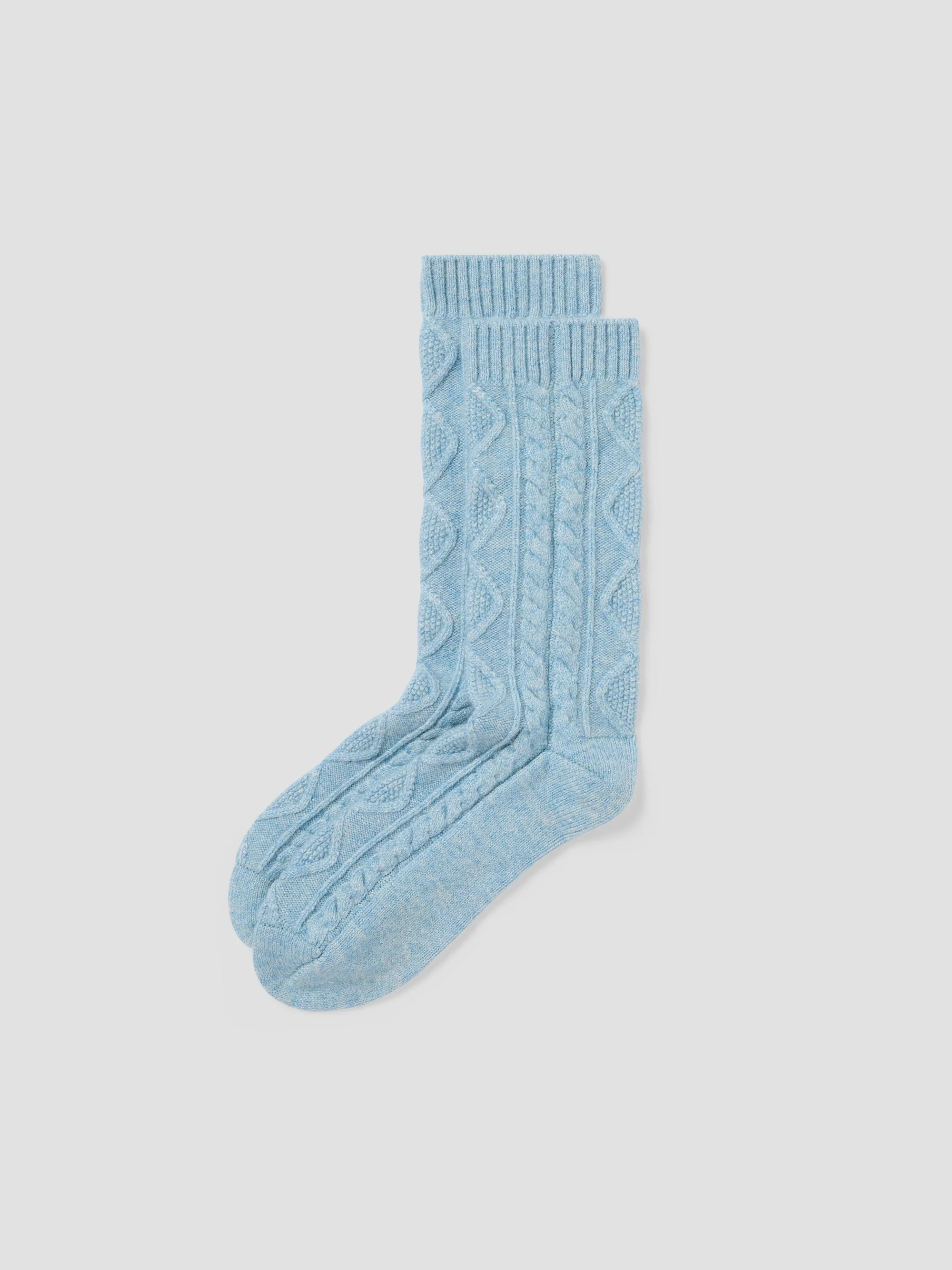 Verified Sky Blue Cosy Cable Socks Prestigious