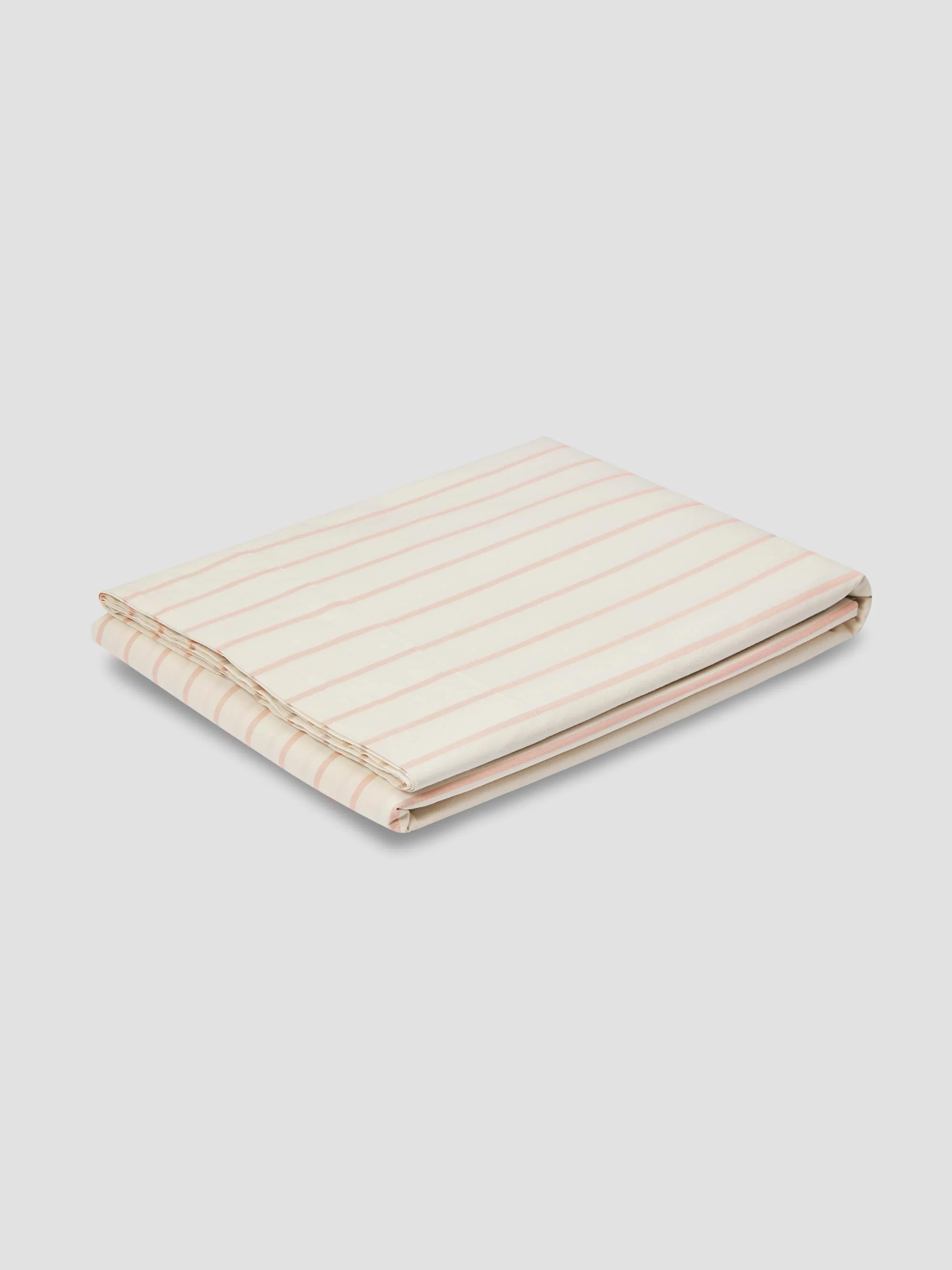 High-Quality Blush Pink Slumber Stripe Cotton Flat Sheet Luxury