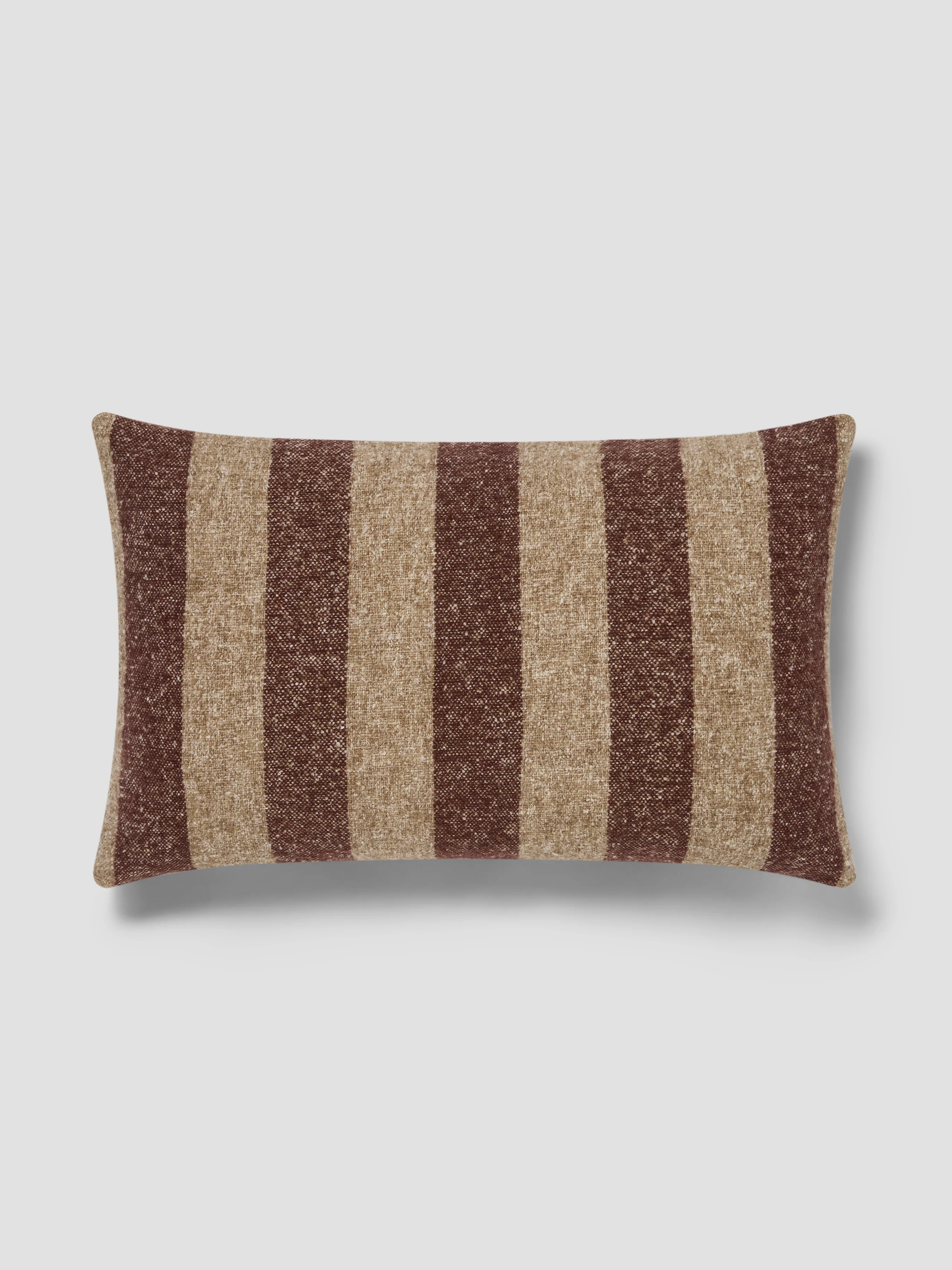 Detailed Mocha Oatmeal Wide Stripe Wool Rectangle Cushion Cover Proven