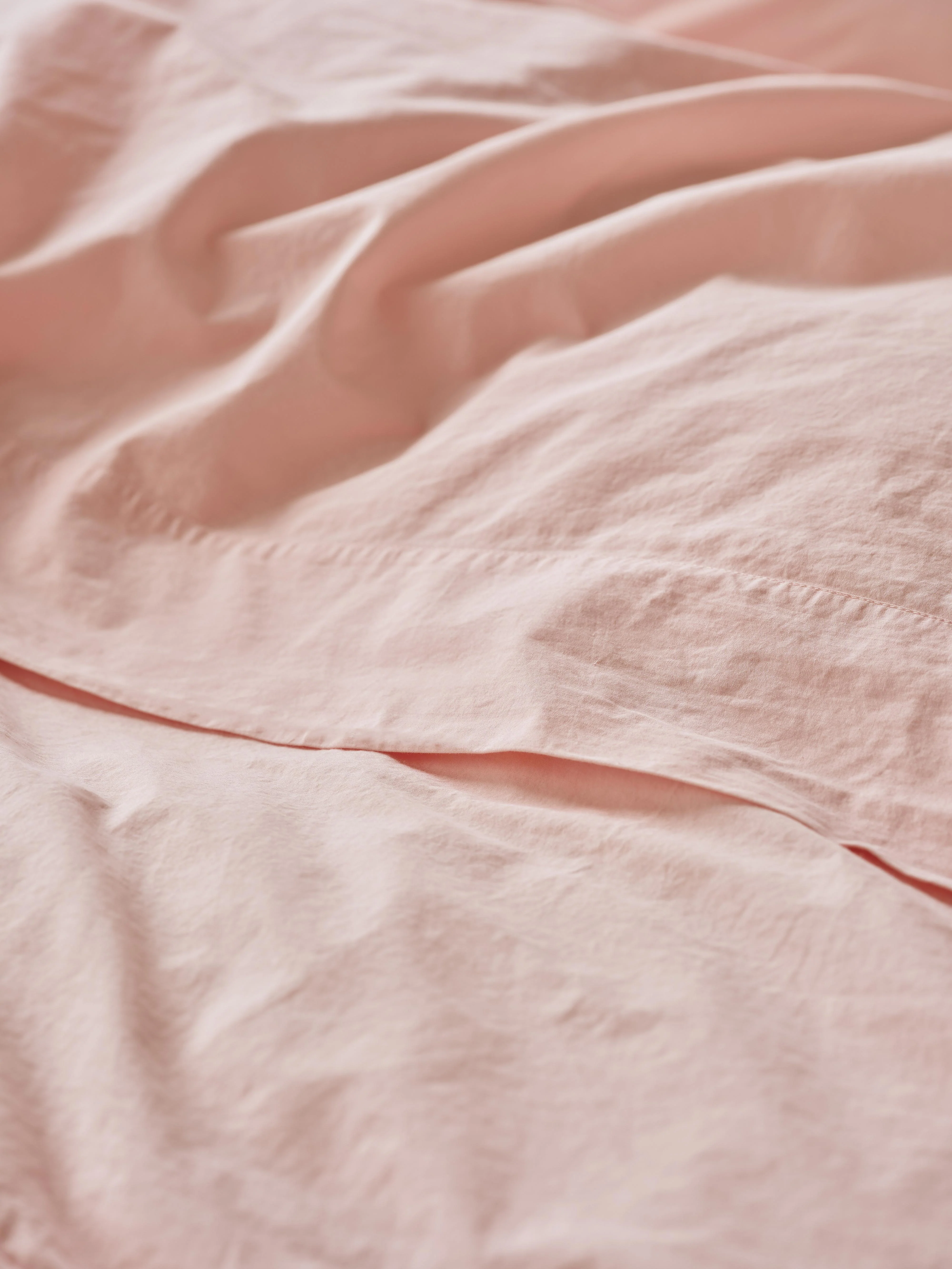 Convenient Poetic Pink Washed Cotton Percale Flat Sheet Enhanced