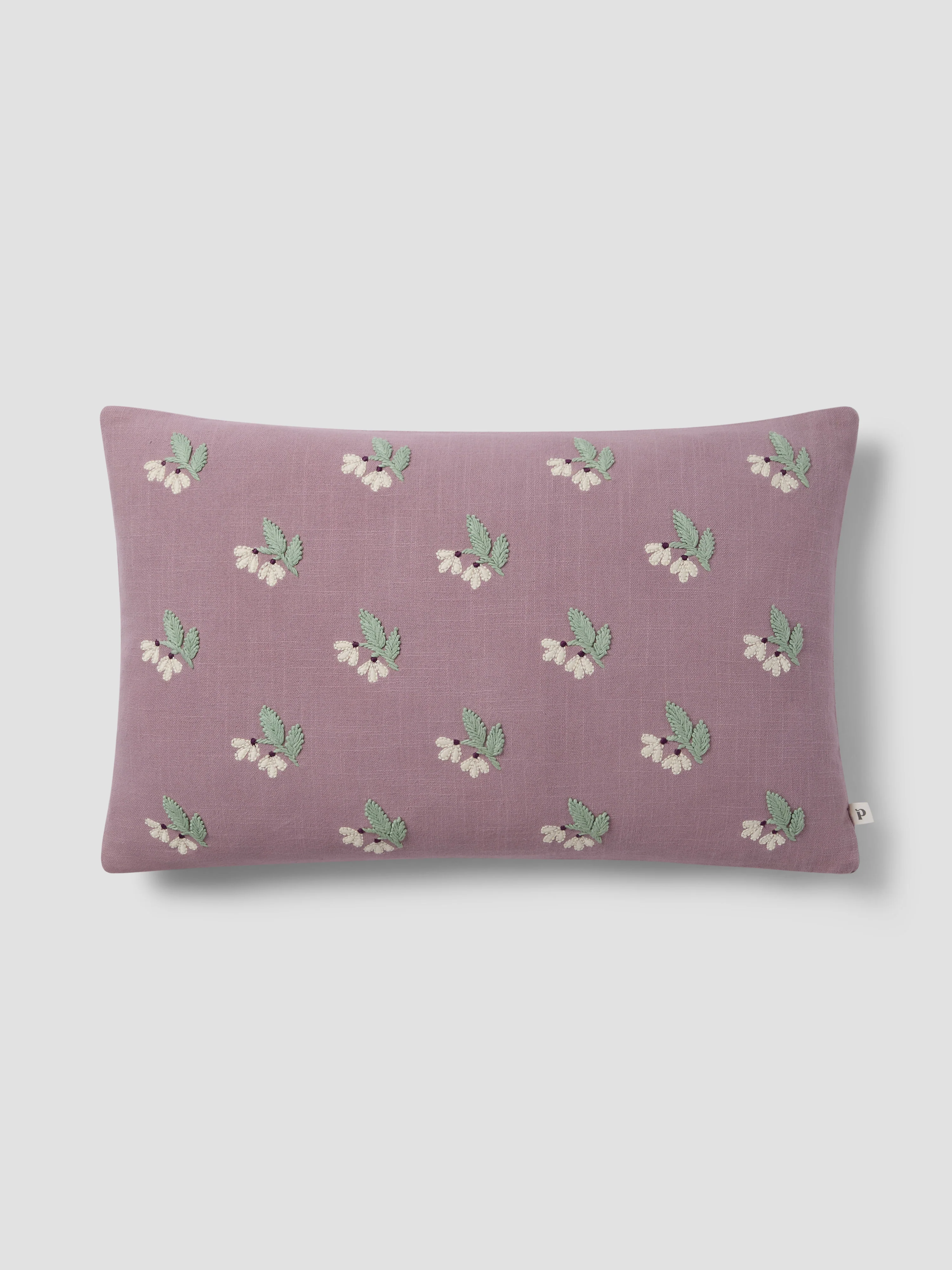 Trendy Elderberry Snowdrop Embroidered Filled Cushion Reusable