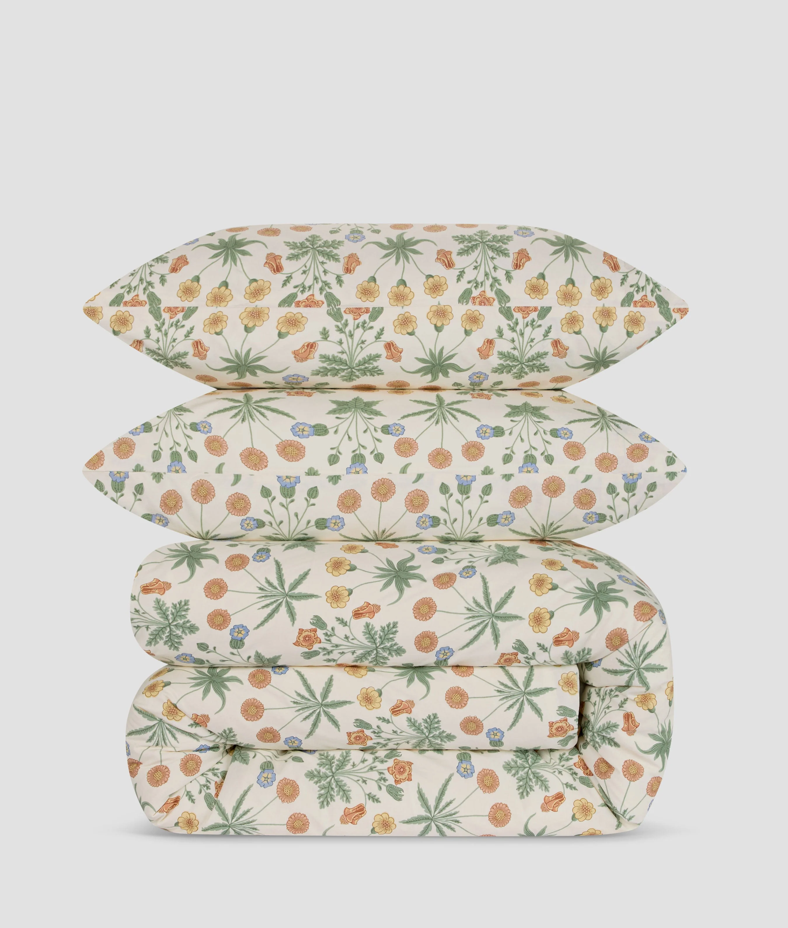 Efficient Sage Mindful Cream Daisy Cotton Duvet Set Innovative