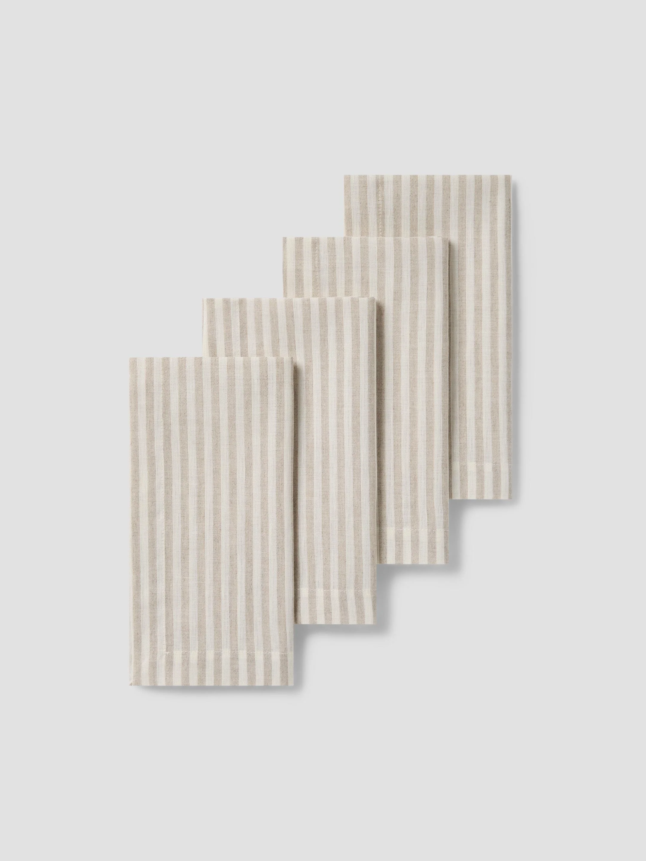 Specialty Oatmeal Stripe Linen Blend Napkins Set of 4 Breathable