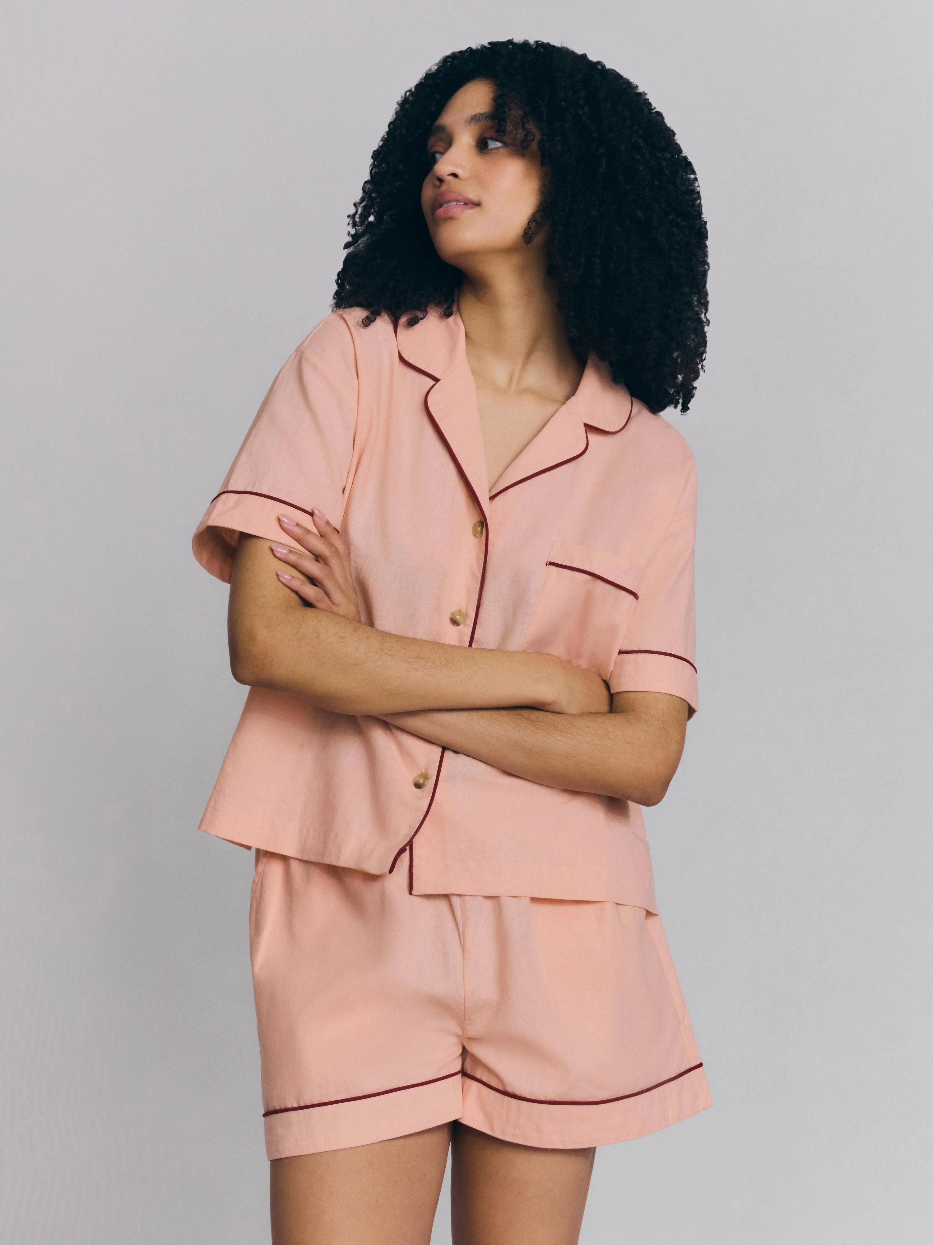 Refined Rose Linen Blend Pyjama Short Set Powerful