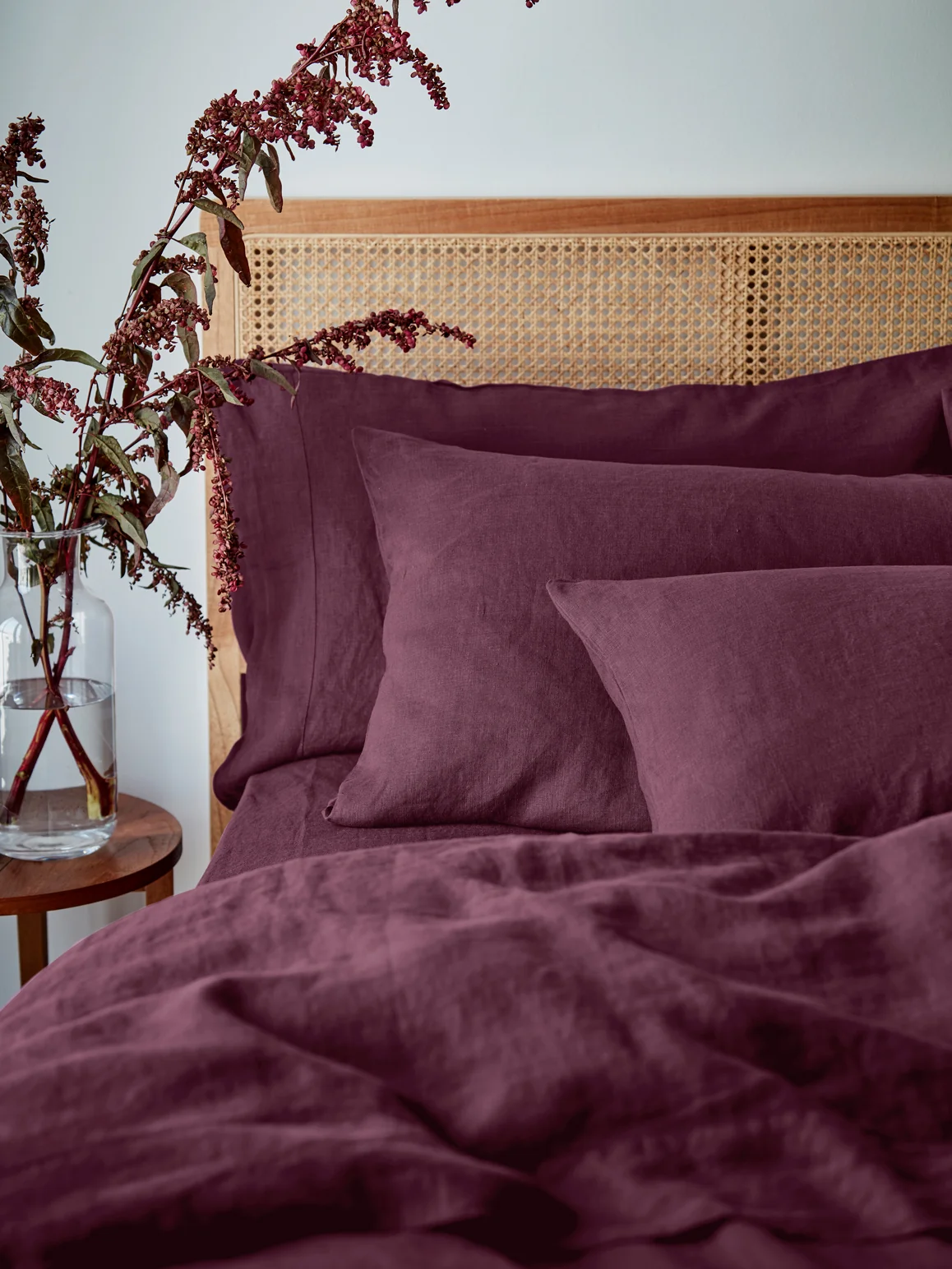 Convenient Berry Linen Blend Square Pillowcases Pair Consistent