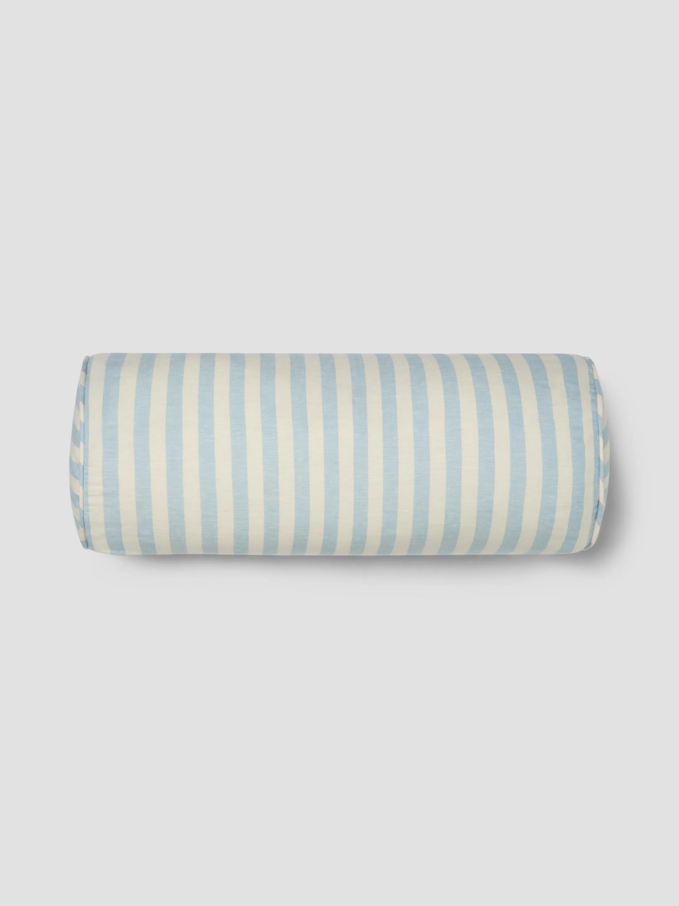 Superior Coastal Blue Pembroke Stripe Linen Blend Bolster Filled Cushion Stylish