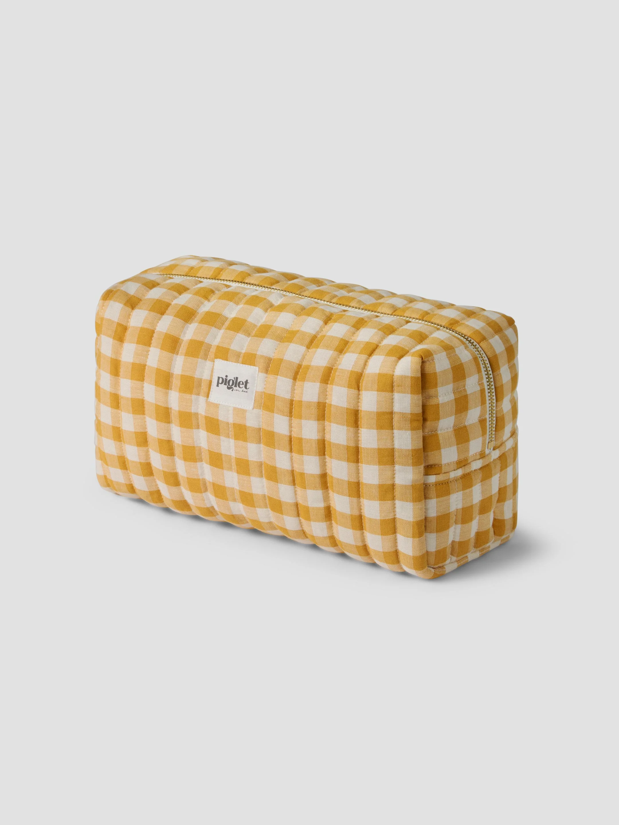 Carefully Designed Honey Gingham Linen Blend Wash Bag Top-Quality