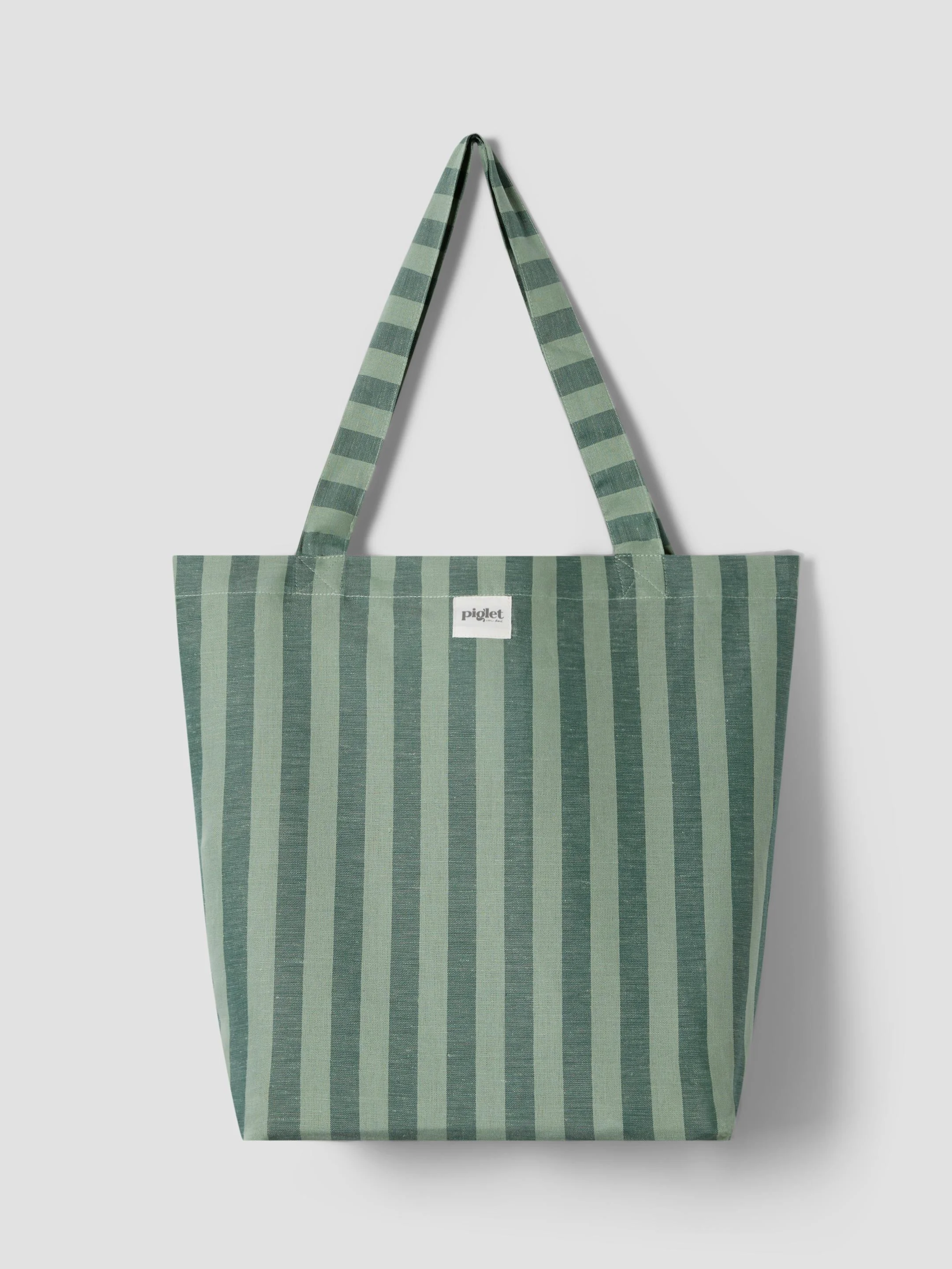 Verified Pine Green Pembroke Stripe Linen Blend Tote Bag Fast