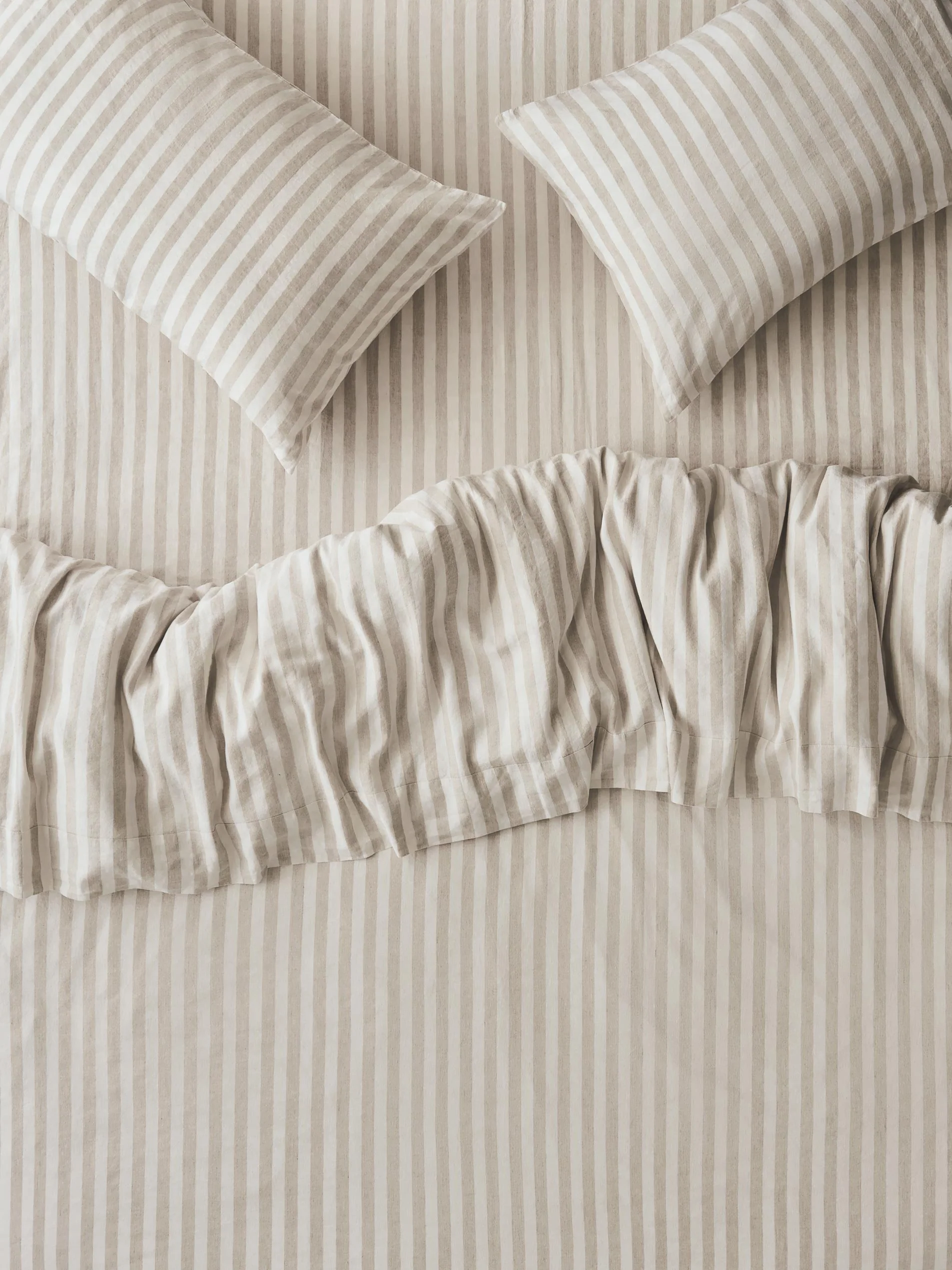 Long-Lasting Oatmeal Pembroke Stripe Linen Blend Duvet Cover Official