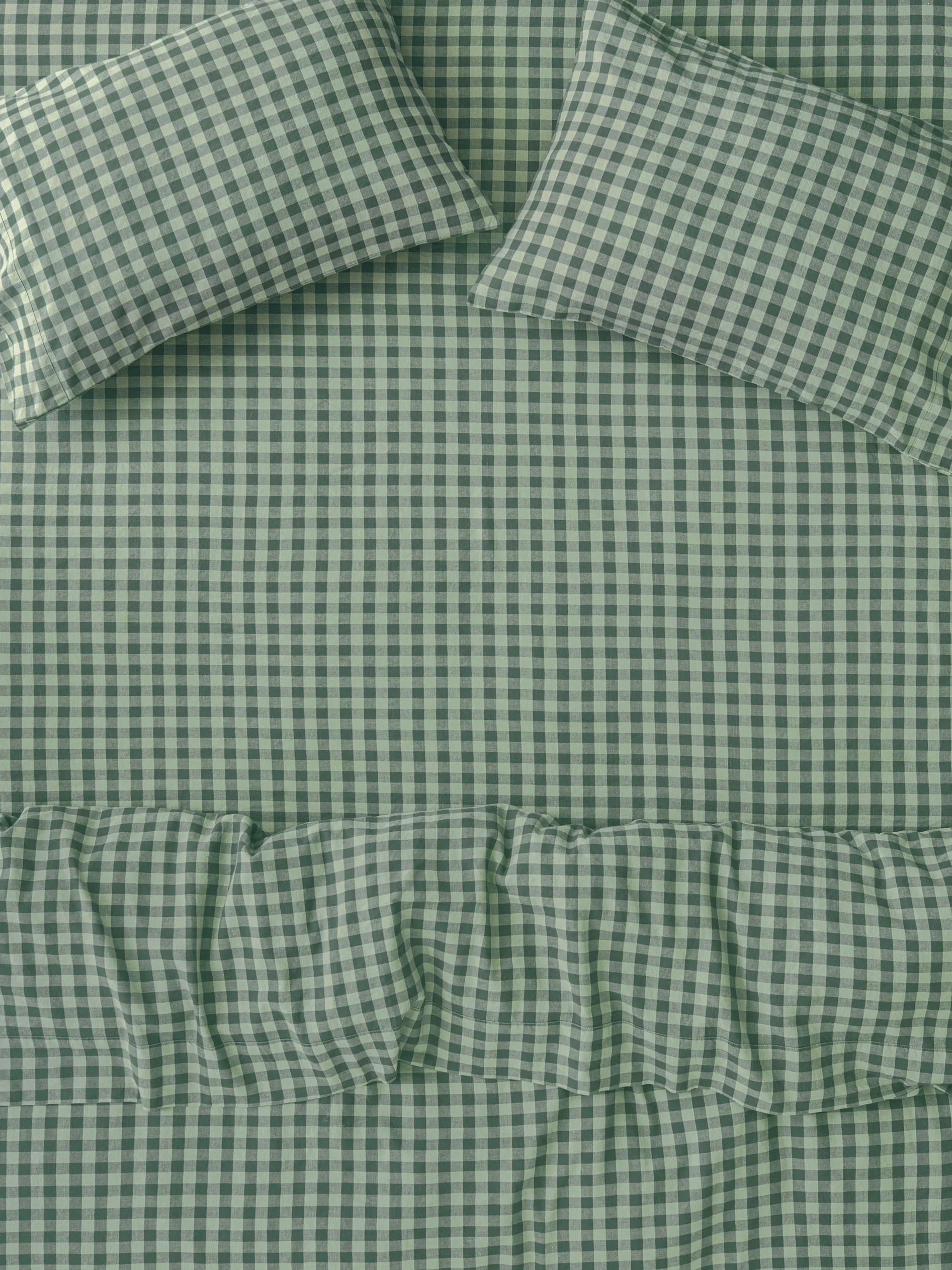 Quality Pine Green Pembroke Gingham Linen Blend Fitted Sheet Carefully Designed