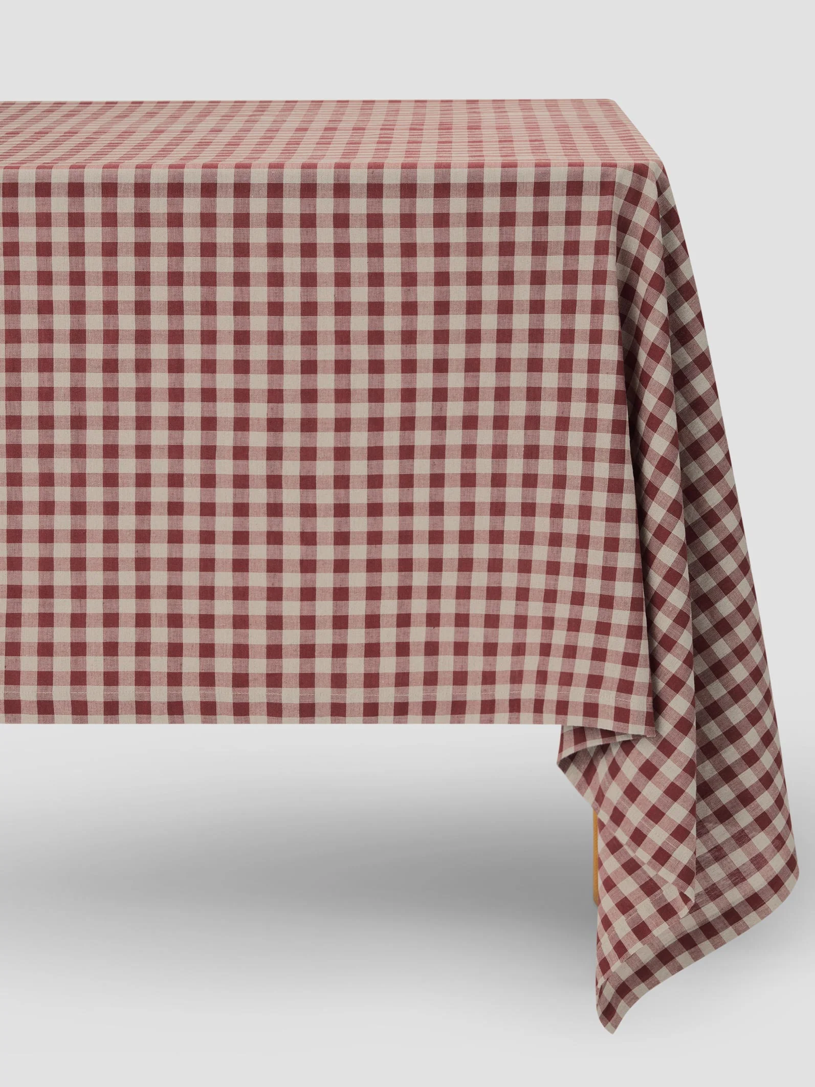 Responsible Rhubarb Gingham Linen Blend Tablecloth Environmentally Friendly