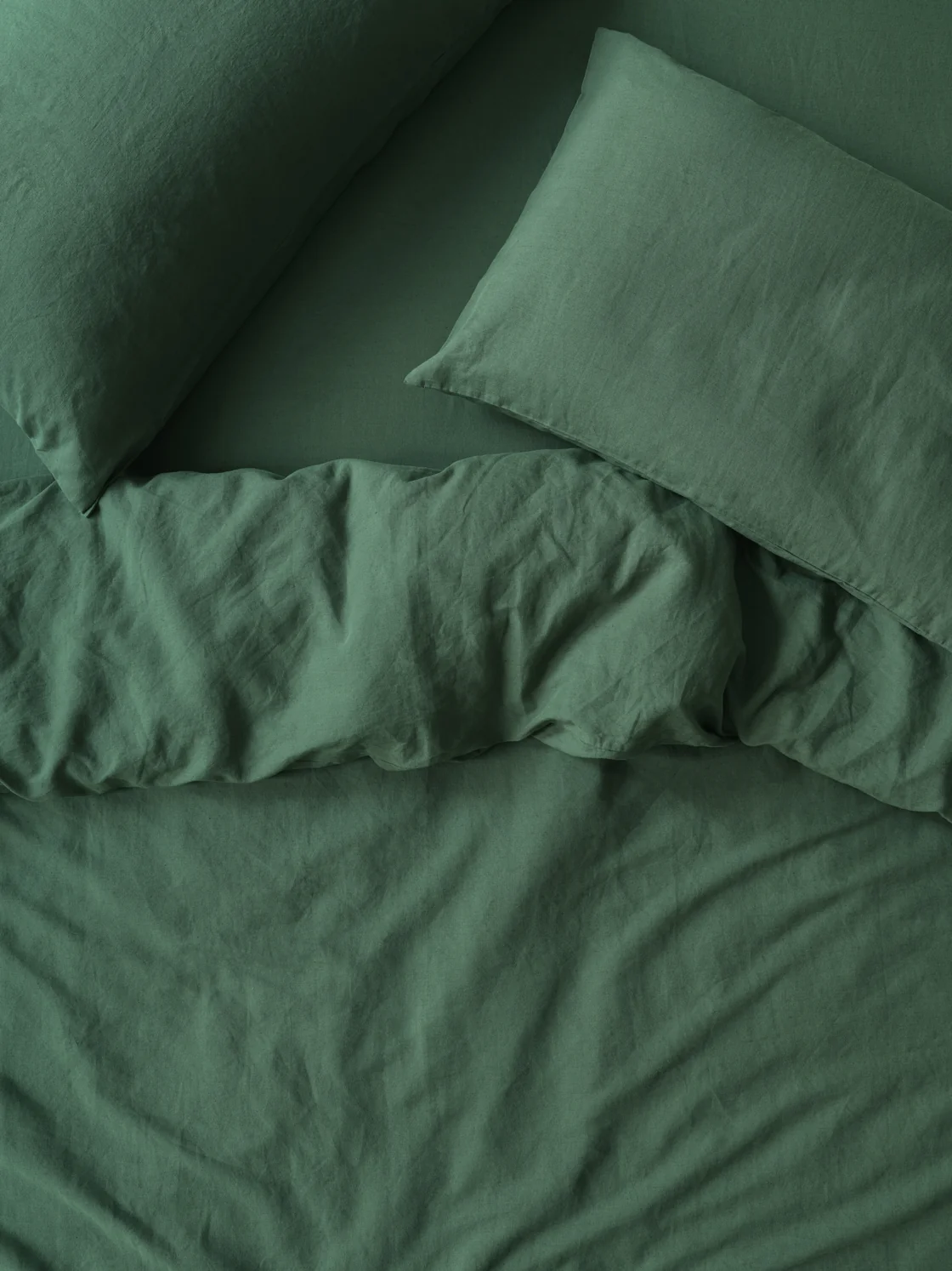 Classic Elm Green Linen Blend Duvet Cover Sustainable