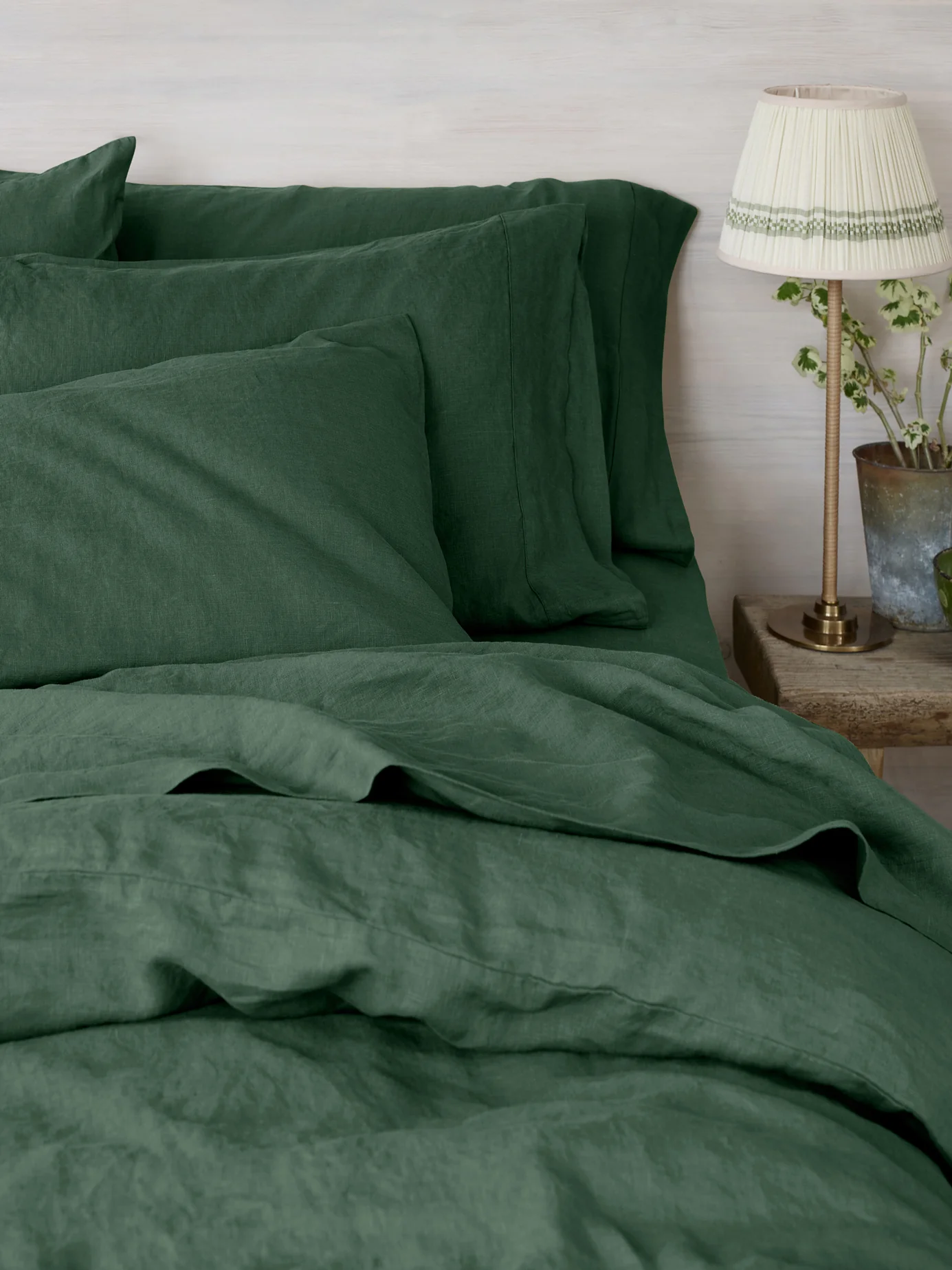 Minimalist Elm Green Linen Blend Square Pillowcases Pair Exclusive
