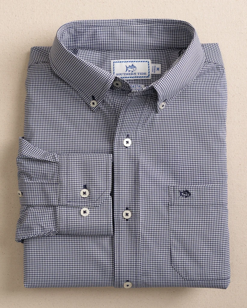 Efficient Micro Gingham Intercoastal Performance Sport Shirt Authentic
