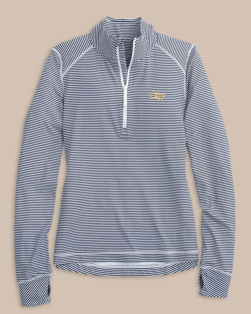 Original Design Georgia Tech Women’s Striped Runaround Quarter Zip Fine Crafted