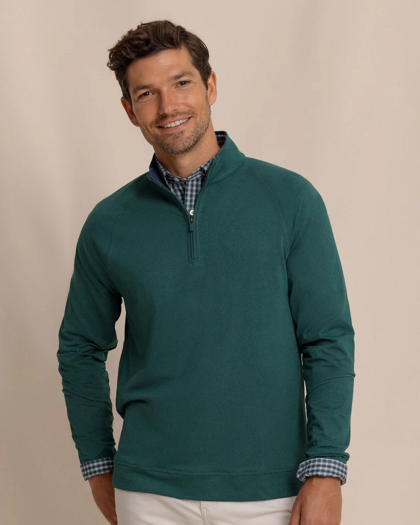 Traditional Cruiser Heather Quarter Zip Pullover – Heather Salt Meadow Premium Material