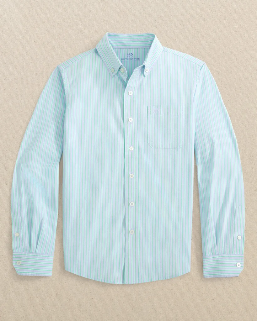 Prestigious Boys Amelia Island Stripe Charleston Sport Shirt Natural