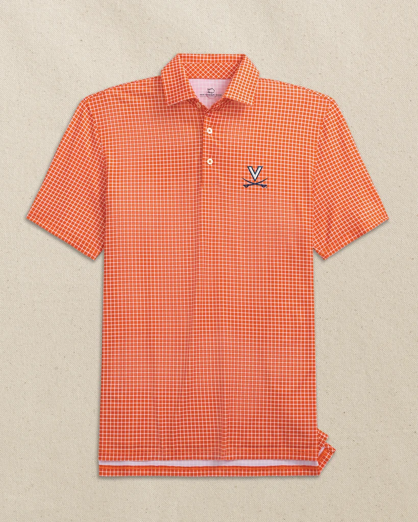 Functional UVA Cavaliers Driver Dunes Edge Plaid Polo Responsible