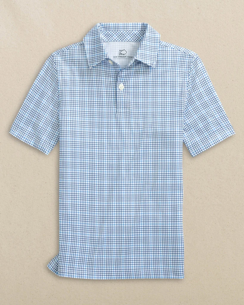 Contemporary Boys Driver Plaid Performance Polo Professional