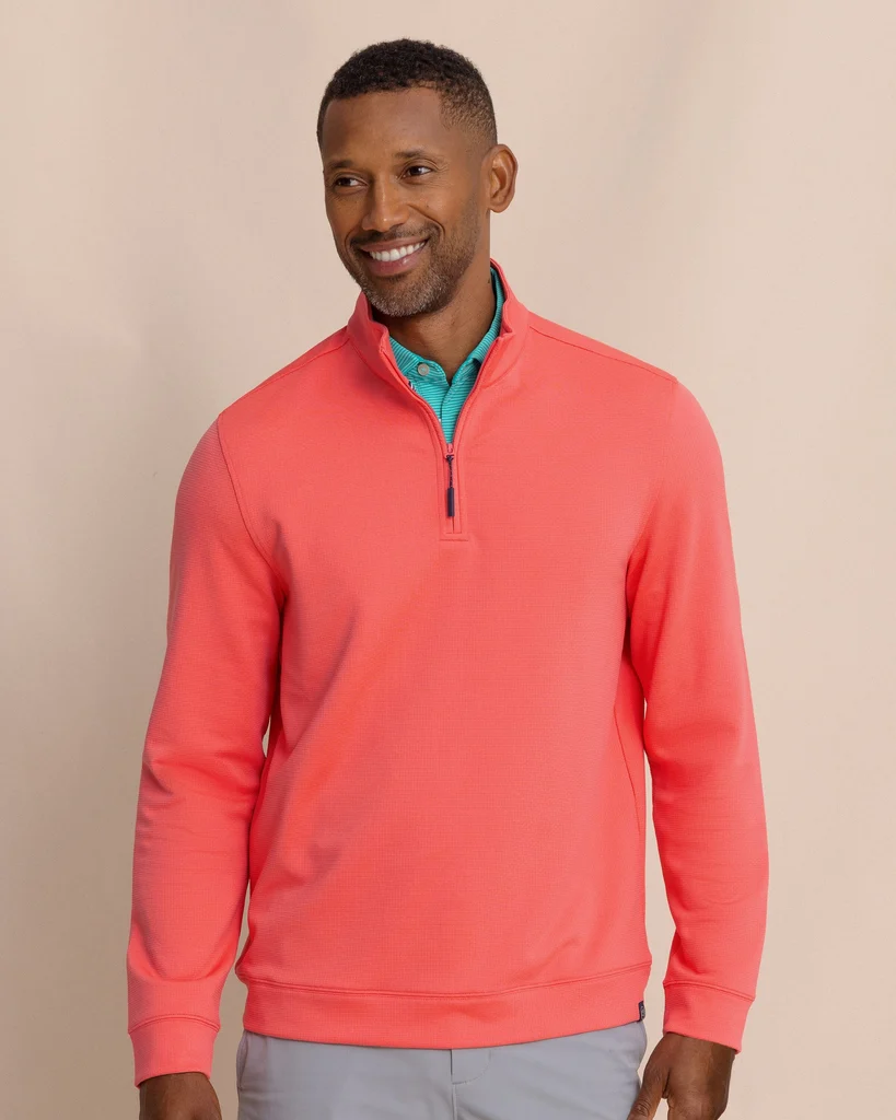 Quality Schooner Quarter Zip – Sunkist Coral Trusted